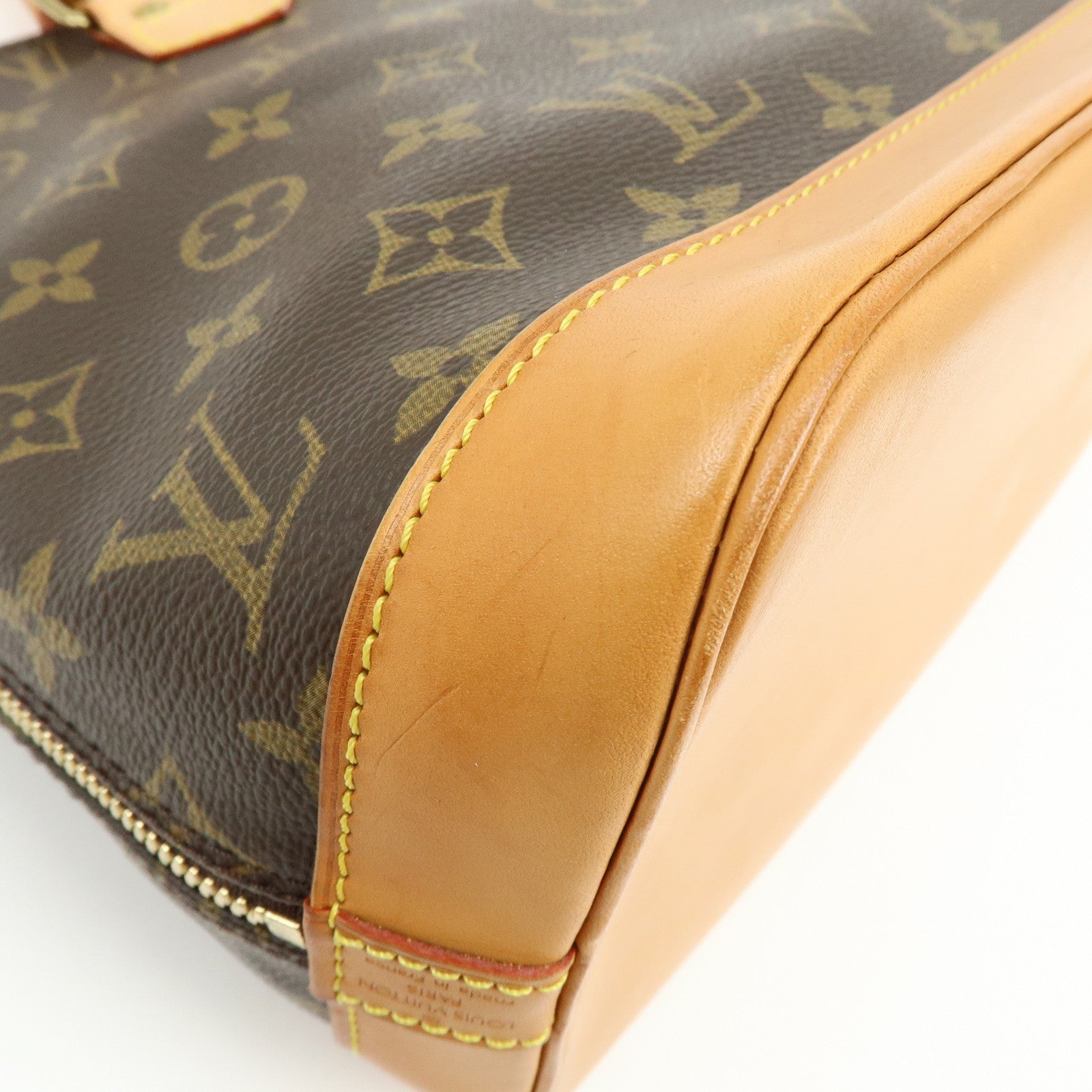 Louis Vuitton Monogram Alma Canvas Leather Hand Bag Brown M51130