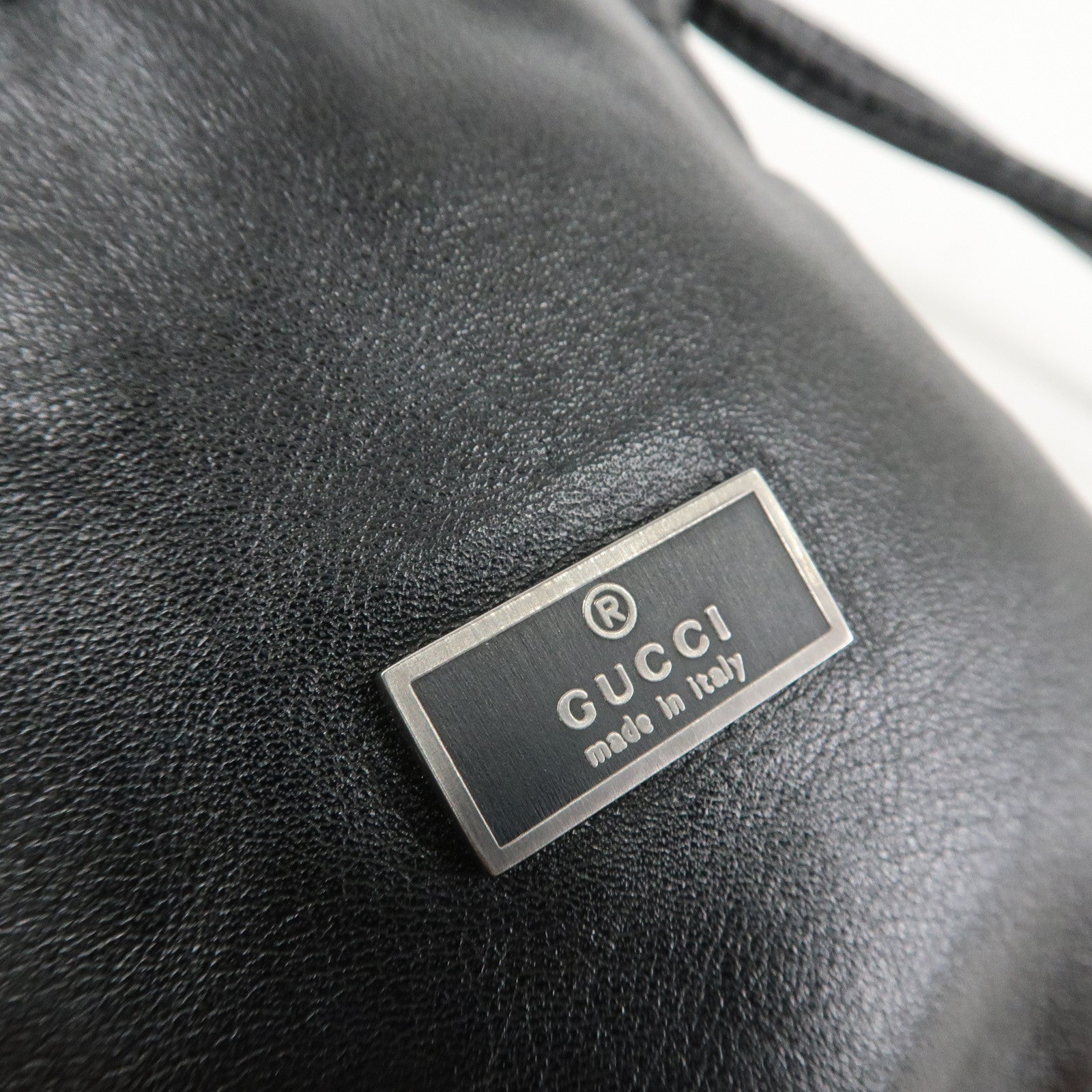 GUCCI Leather Shoulder Bag Black Silver Hardware 200110 Used