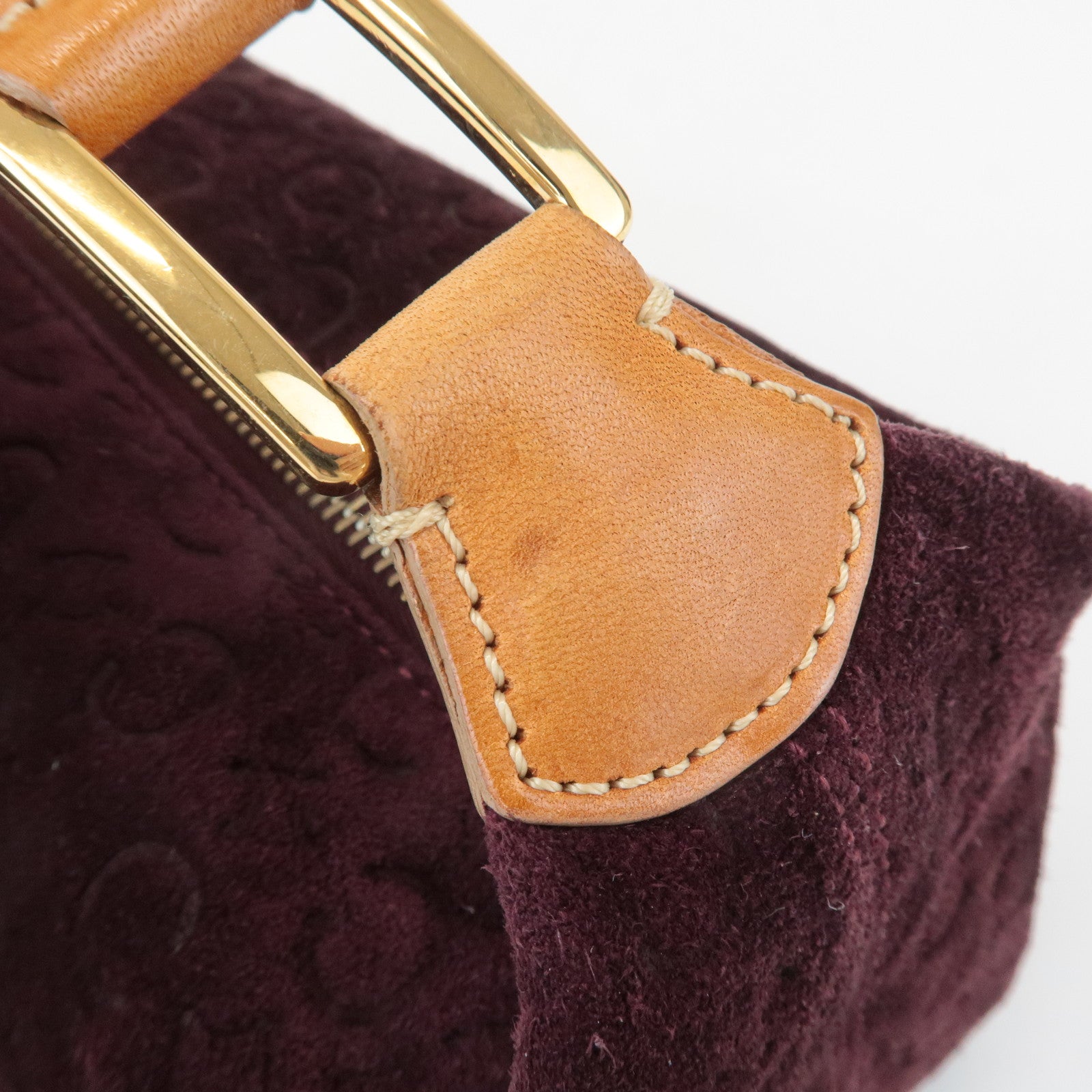 CELINE C Macadam Suede Leather Shoulder Bag Bordeaux Brown