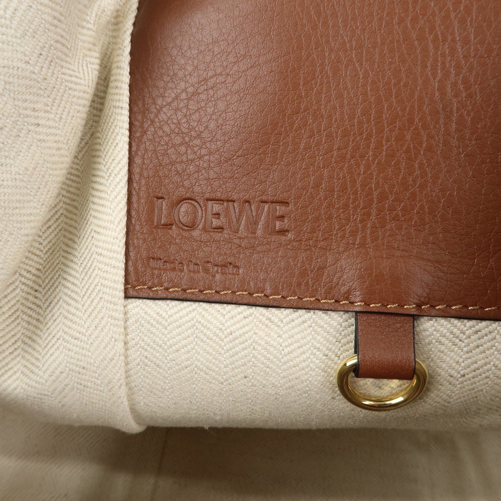 LOEWE Leather Hammock Small Shoulder Bag Brown Gold Hardware Used