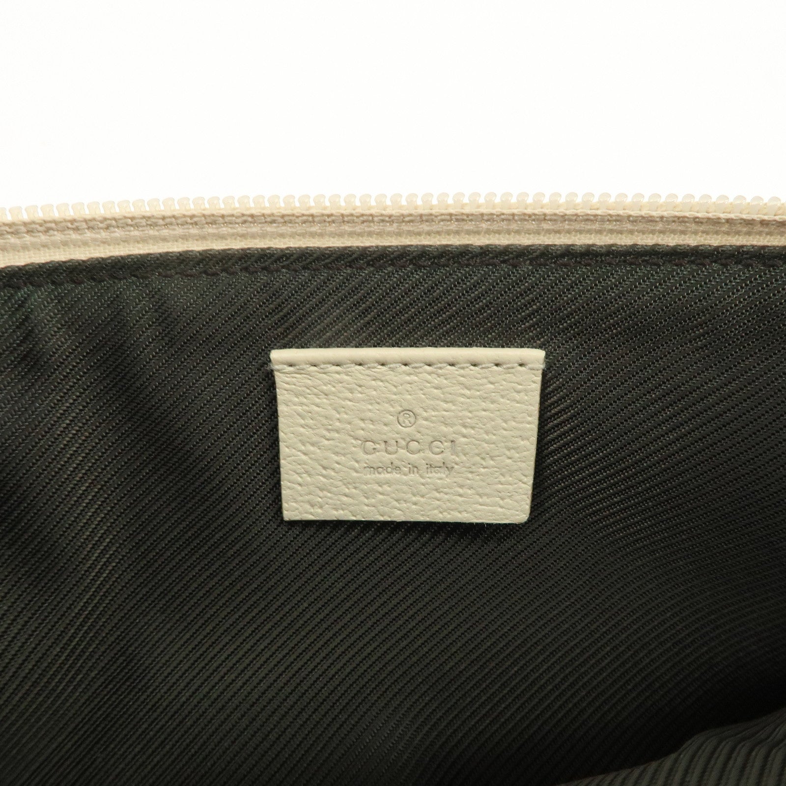 GUCCI Boat Bag GG Canvas Leather Bag Hand Bag Pouch Beige Ivory 07198 Used