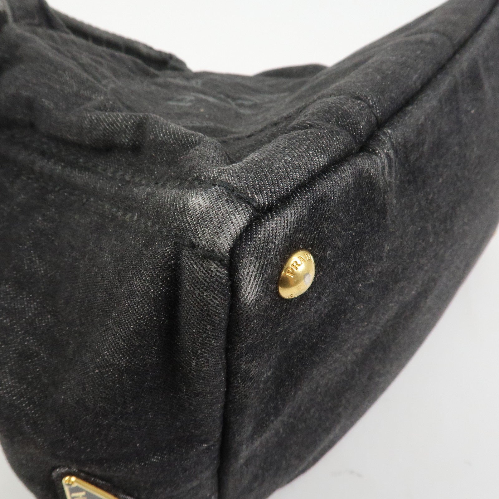 PRADA Canapa Denim 2Way Bag Hand Bag Shoulder Bag Black 1BG642