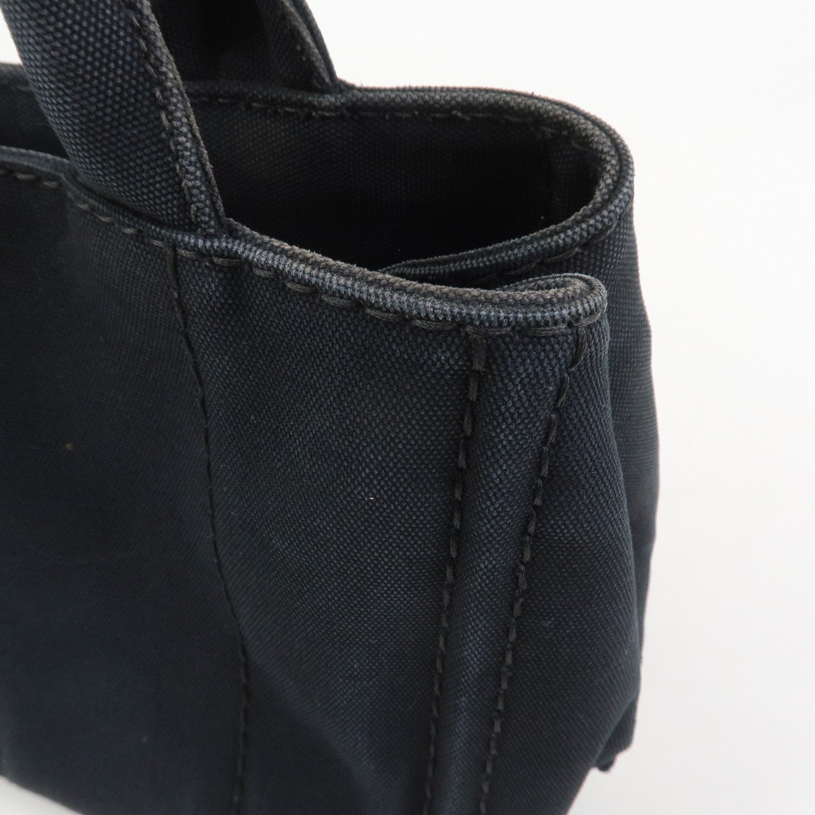 PRADA Canapa Mini Triangle Logo Canvas 2Way Hand Bag Black 1BG439