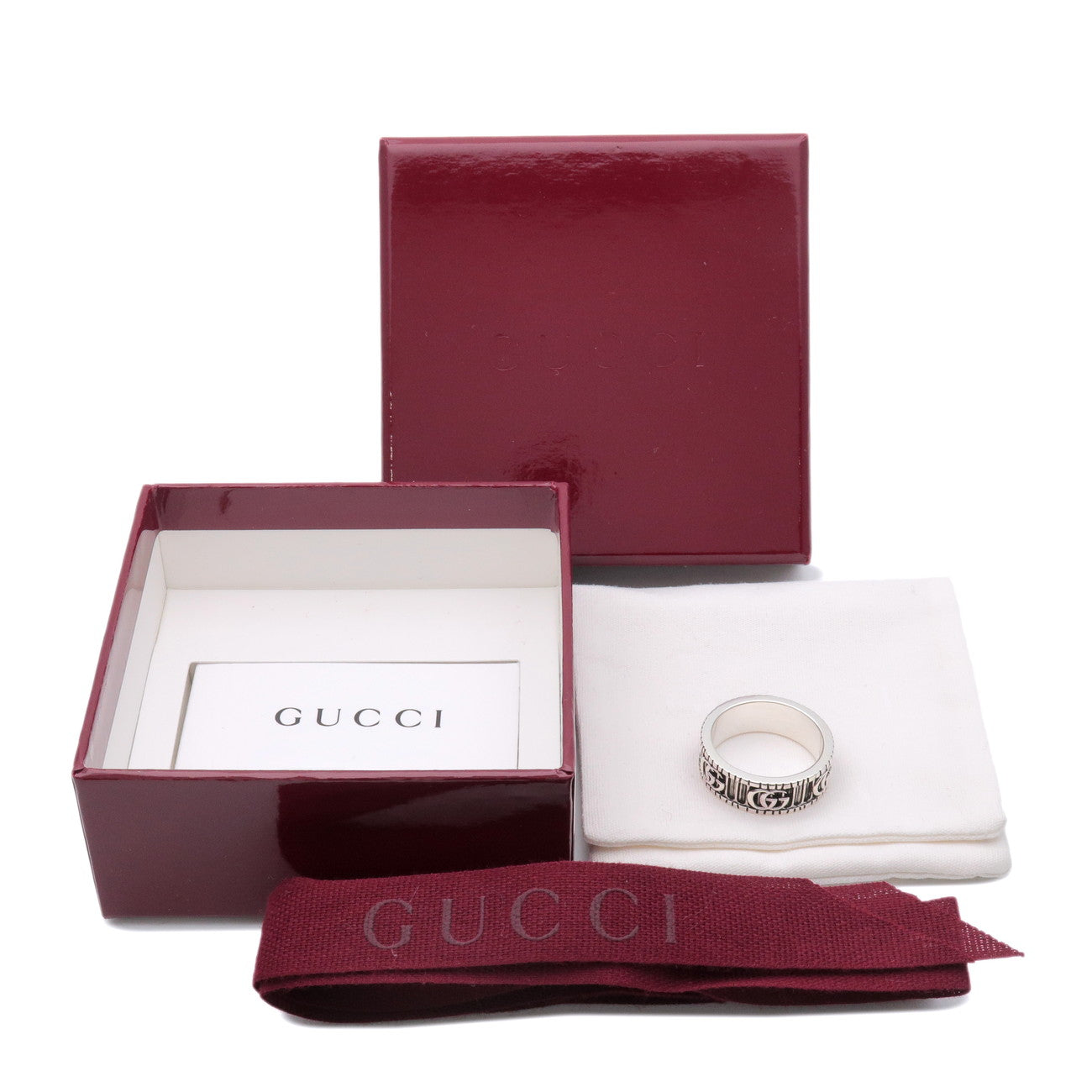 GUCCI Double G Logo Ring SV925 Silver #21 US9.5 EU61 HK21