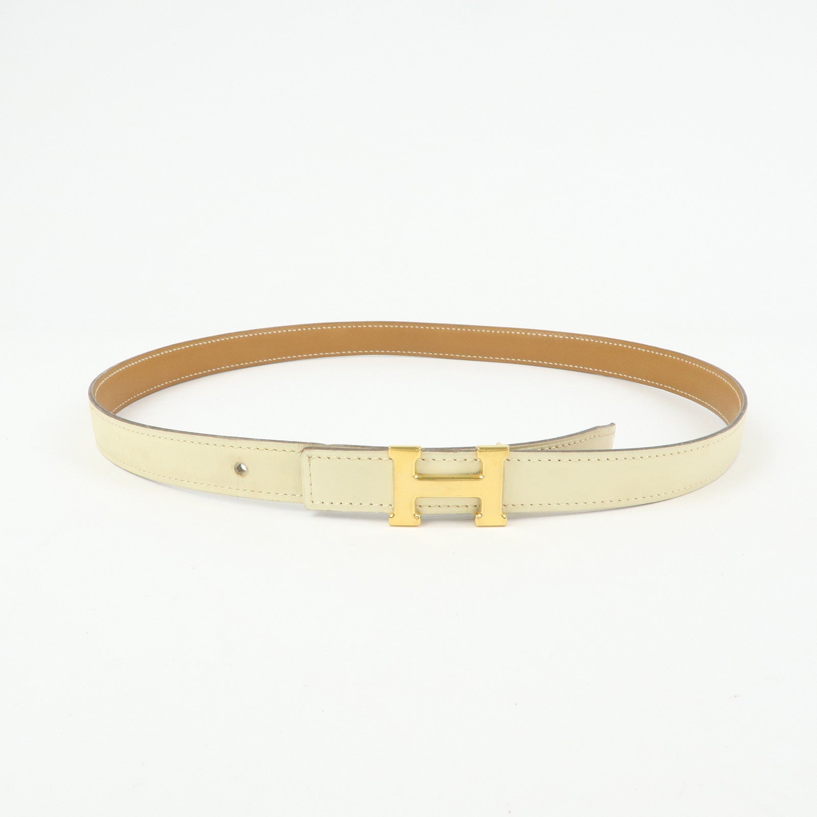 HERMES H Buckle Reversible Constance Belt Ivory Light Brown
