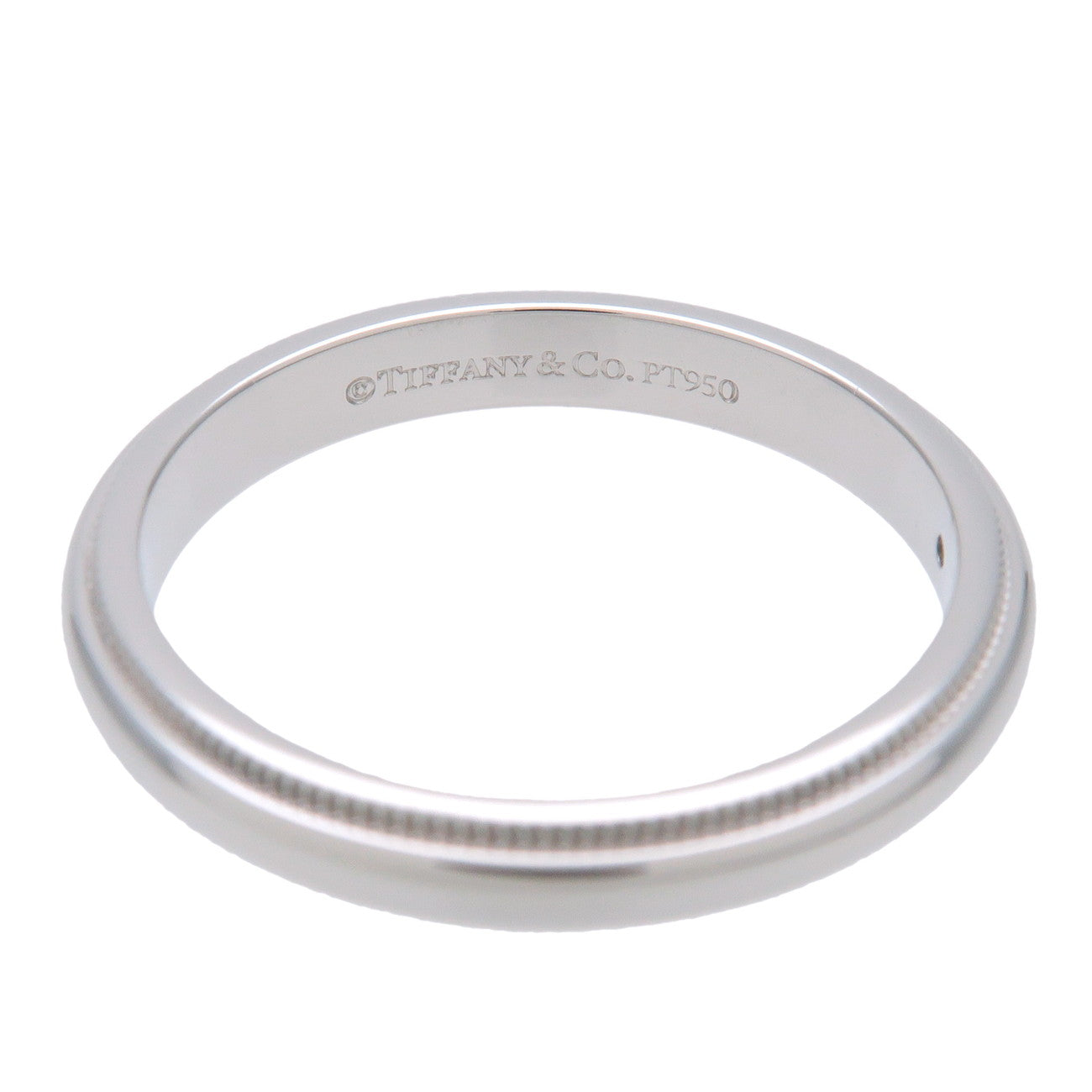 Tiffany & Co Milgrain Band Ring 1P Diamond PT950 Platinum US7 EU54