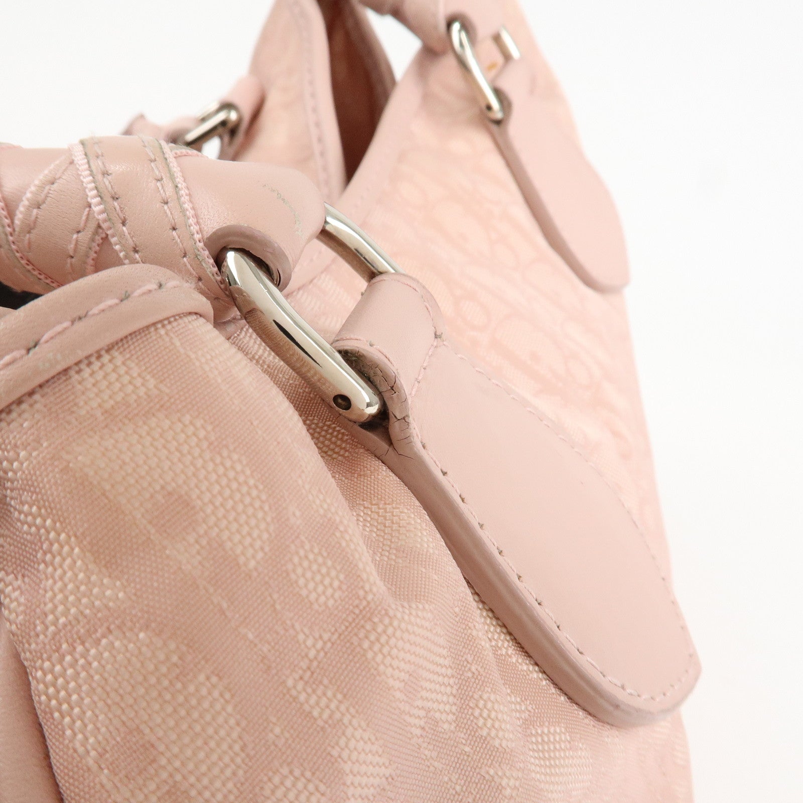 Christian Dior Trotter Leather Nylon Hand Bag Shoulder Bag Pink Used