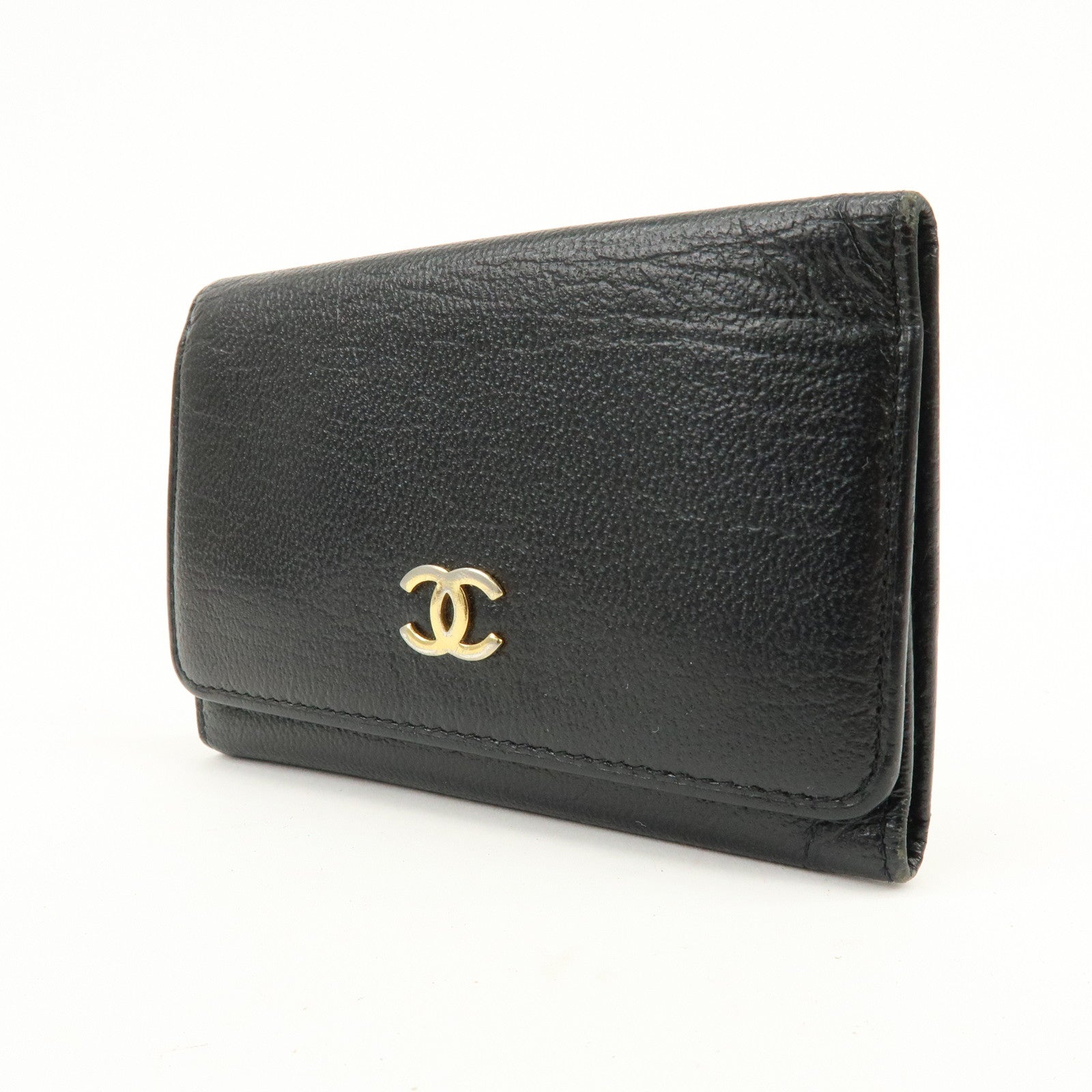 CHANEL COCO Mark Leather Key Case Key Holder Black