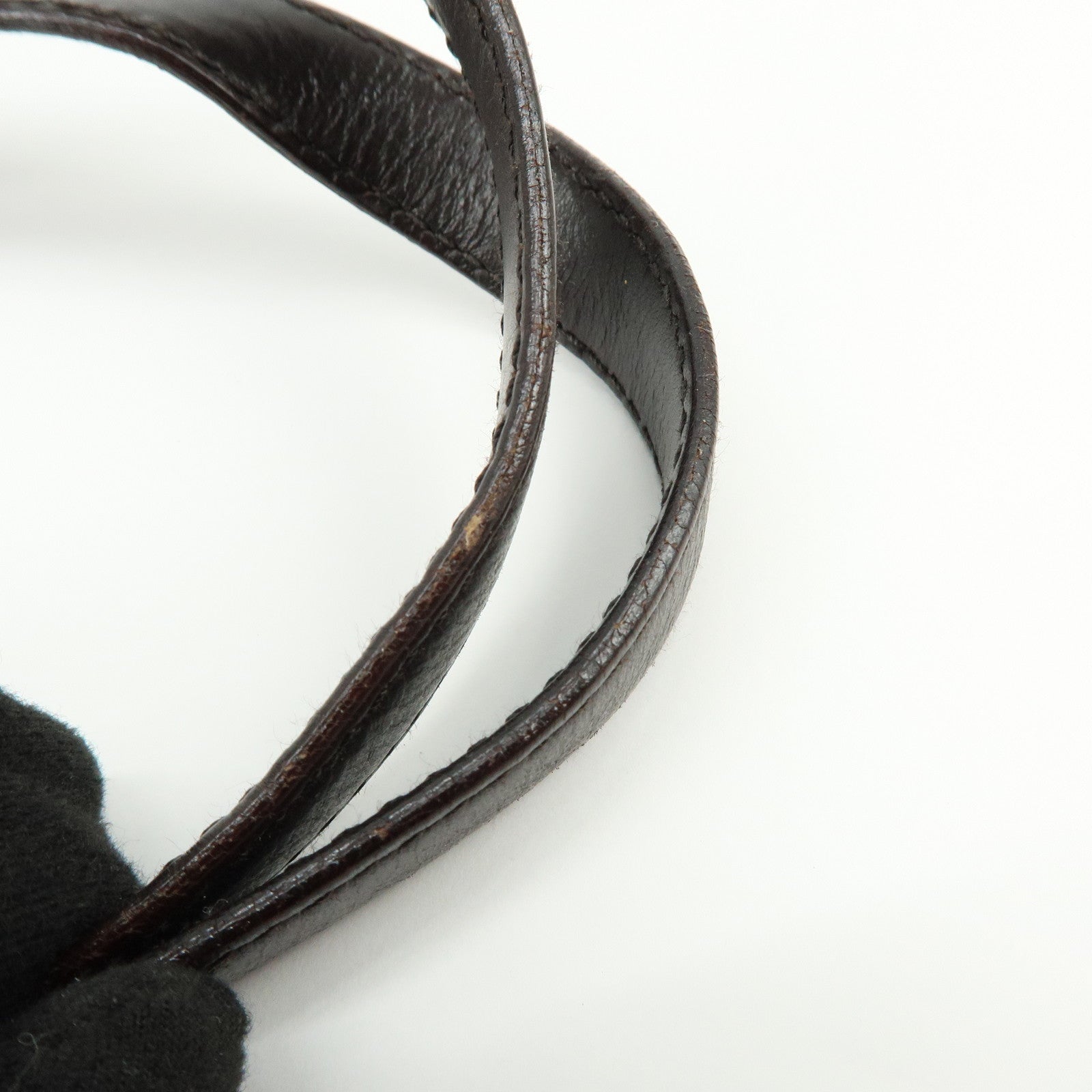 PRADA Logo Leather Tote Bag Shoulder Bag Dark Brown