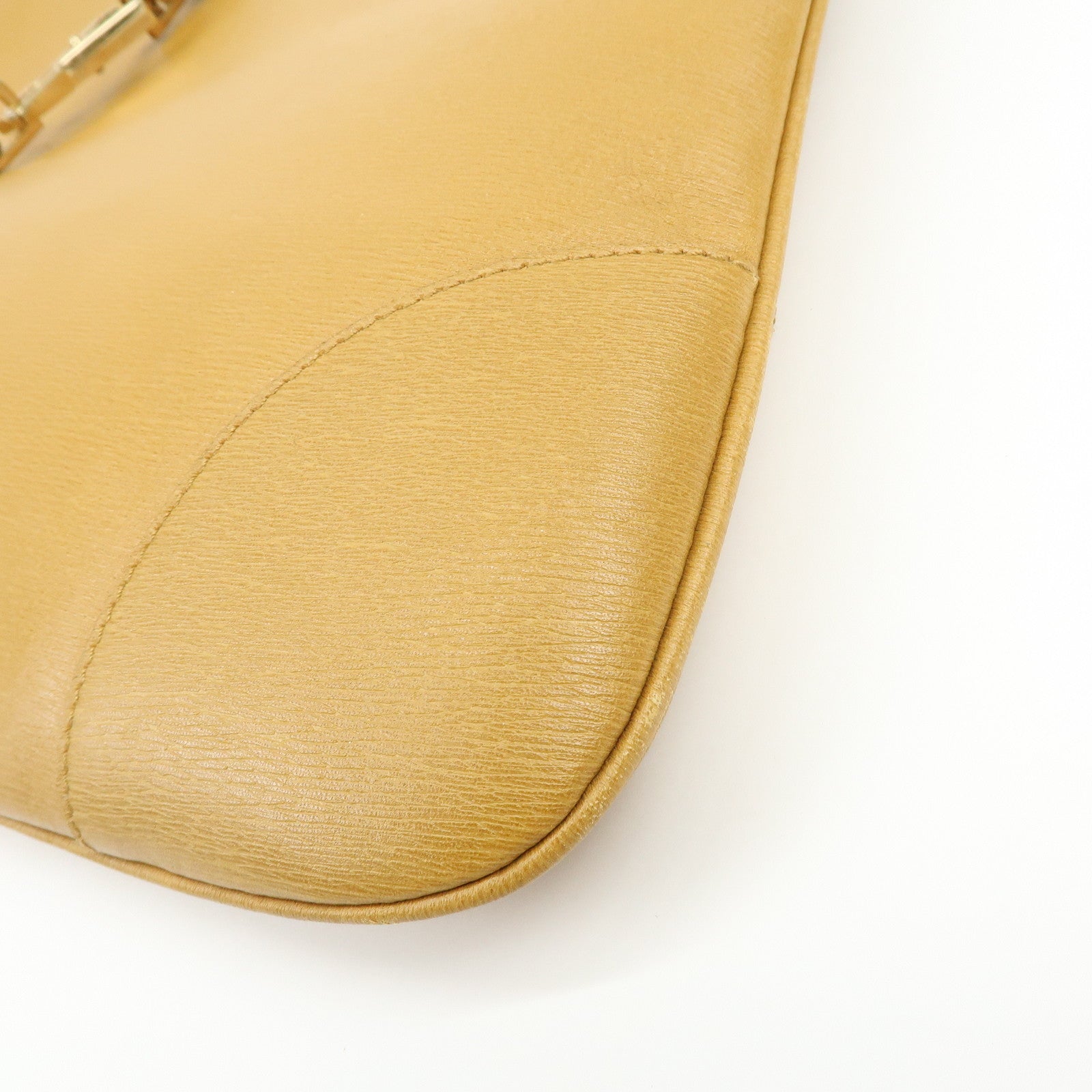 GUCCI Bamboo Jackie Leather Shoulder Bag Hand Bag Yellow 001 4061