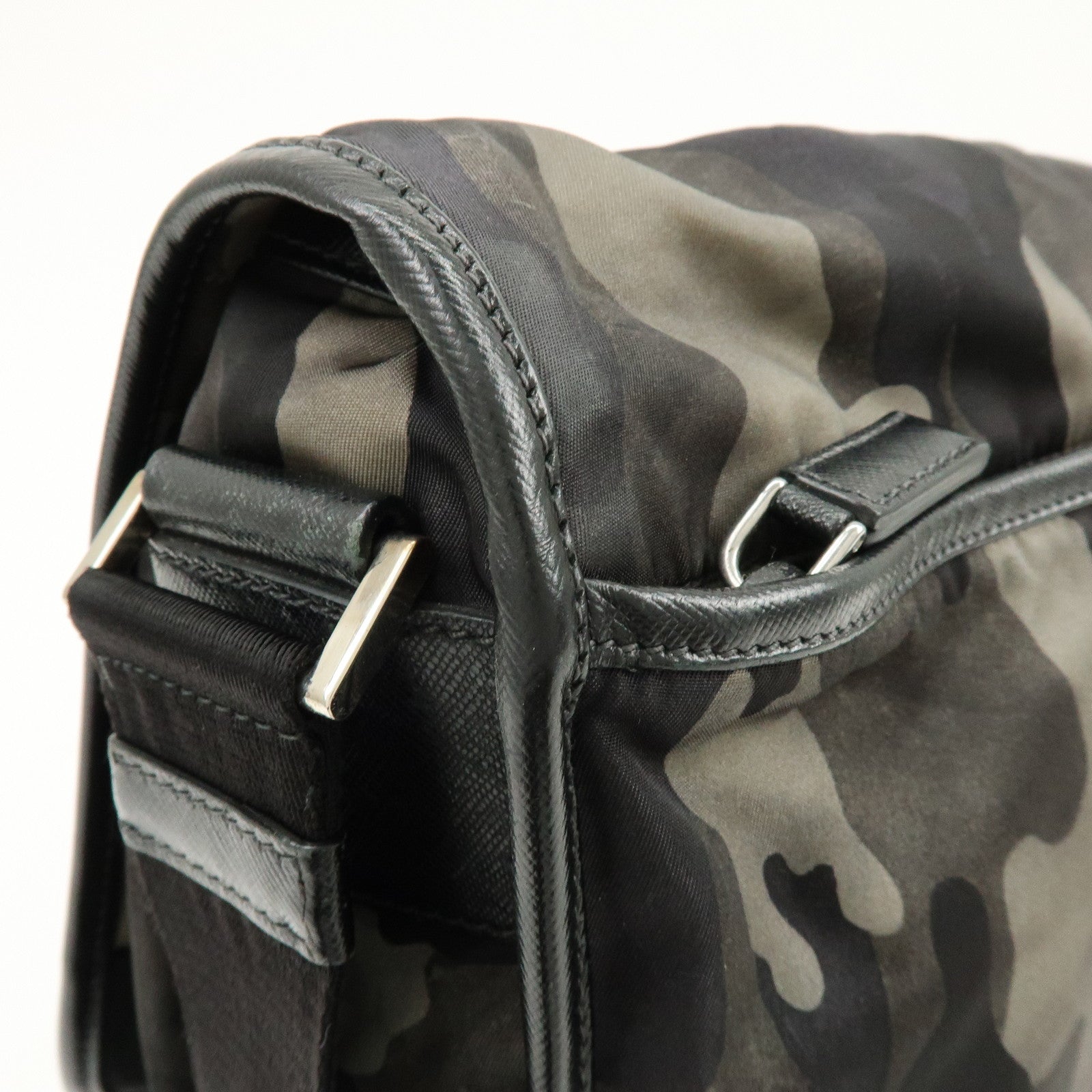 PRADA Triangle Logo Nylon Saffiano Leather Camouflage Shoulder Bag