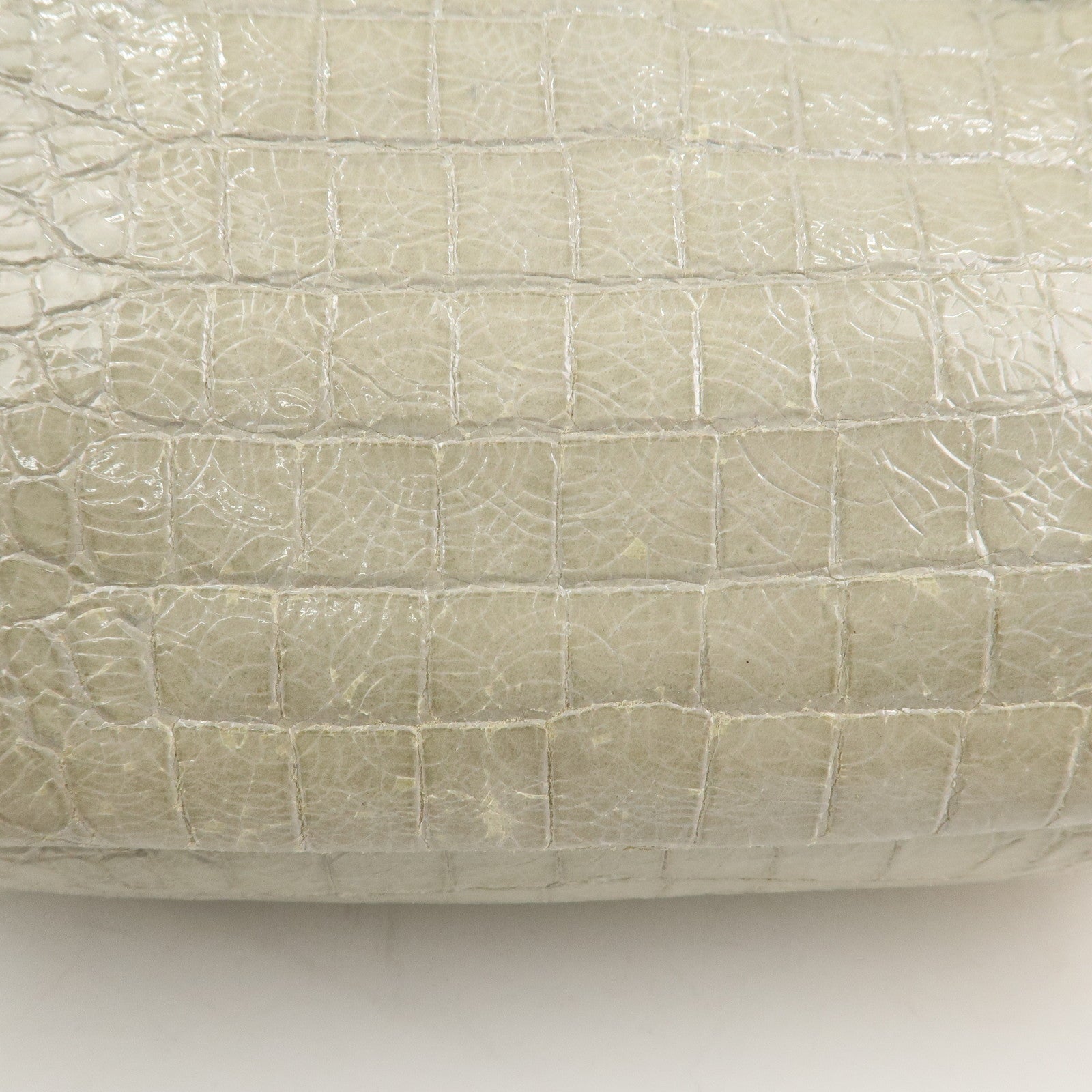 MIU MIU Logo Embossed Leather 2Way Bag Hand Bag Shoulder Bag Beige