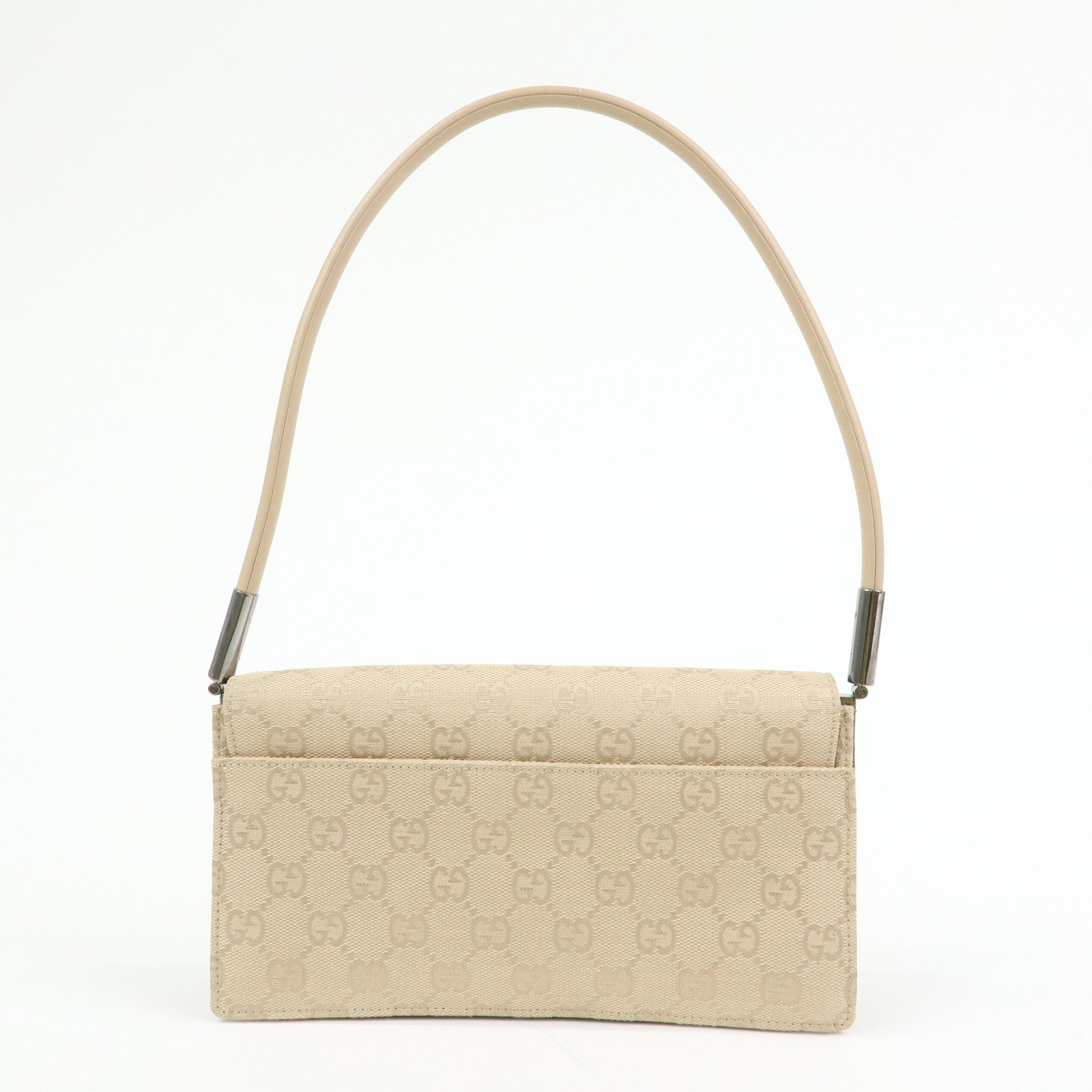 GUCCI GG Canvas Leather Shoulder Bag Hand Bag Beige 01235