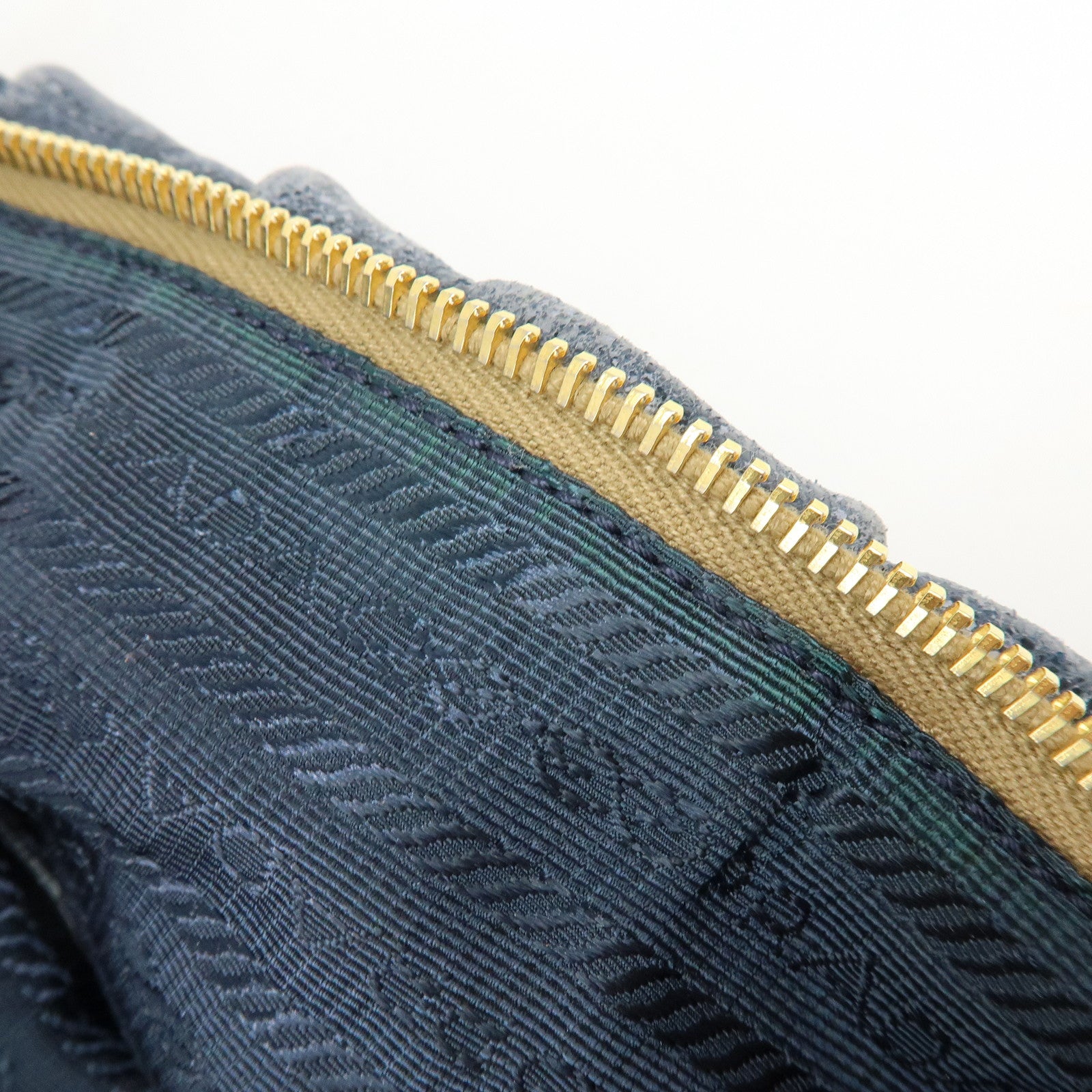 PRADA Logo Shiny Coated Leather Shoulder Bag Hand Bag Navy BR4070