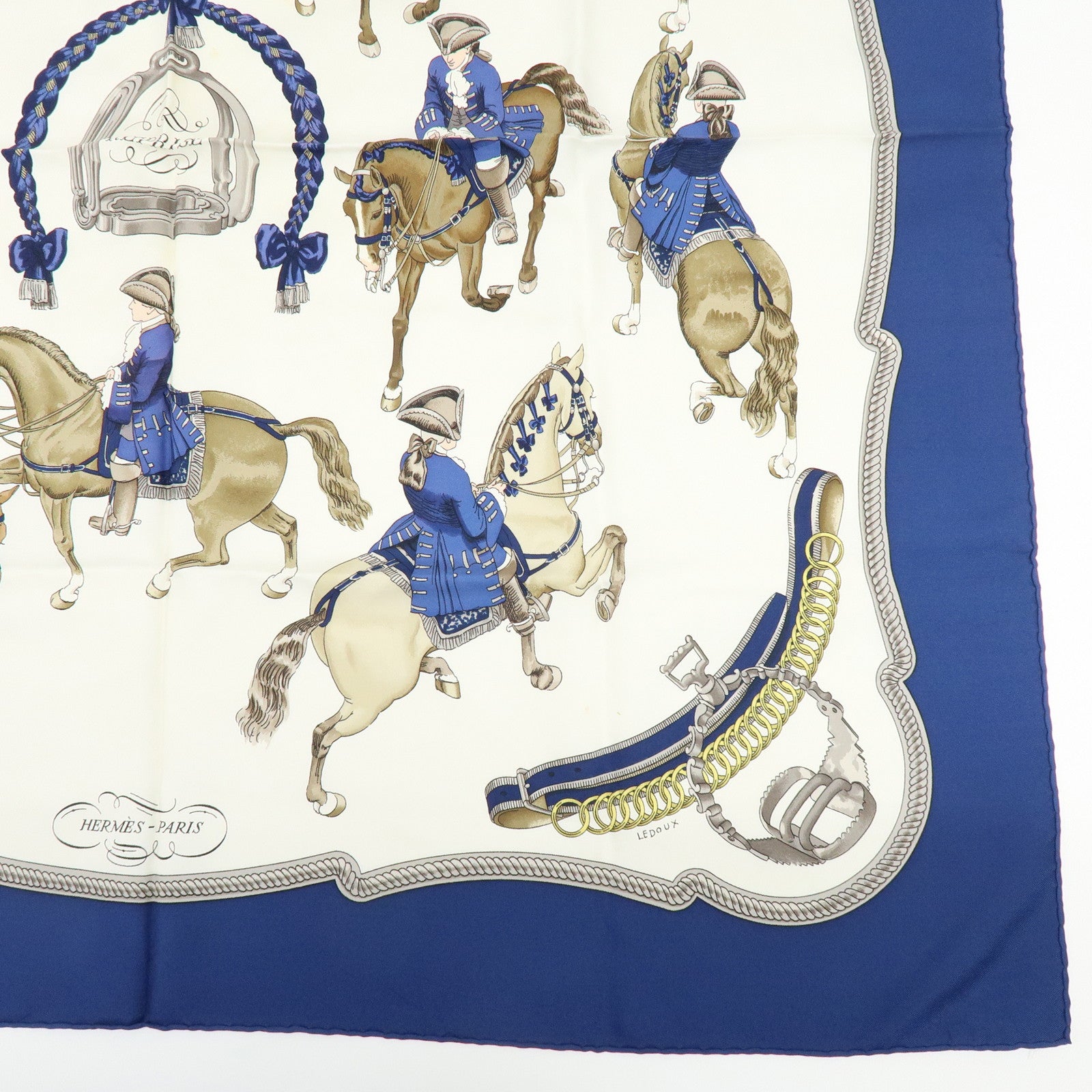 HERMES Carre 90 Set of 2 Silk 100% Scarf REPRISE MORS&FILETS