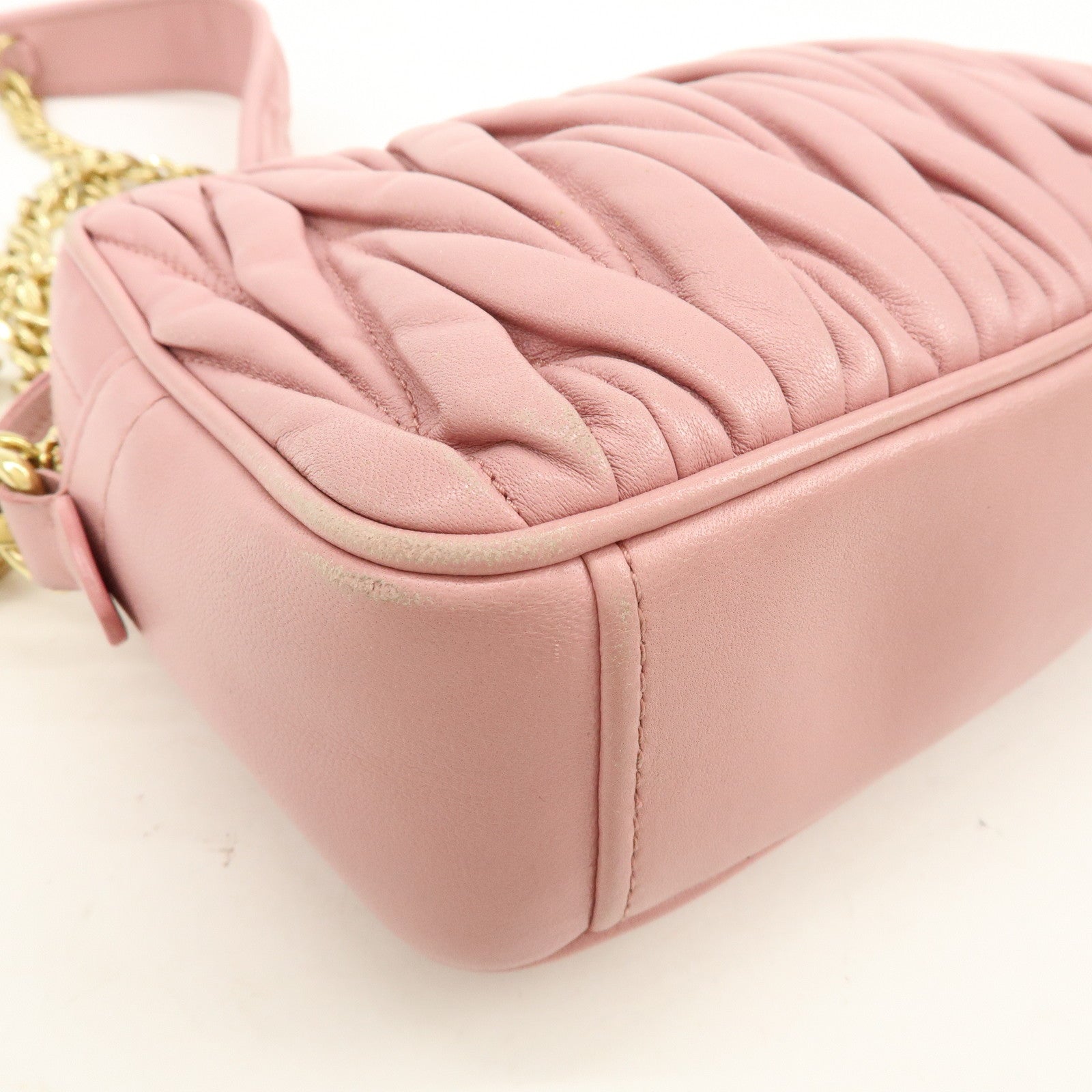 MIU MIU Matelasse Leather Chain Shoulder Bag Pink