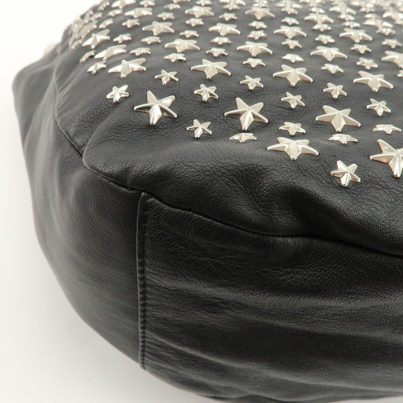 JIMMY CHOO Sky Bag Studs Leather Shoulder Bag Black