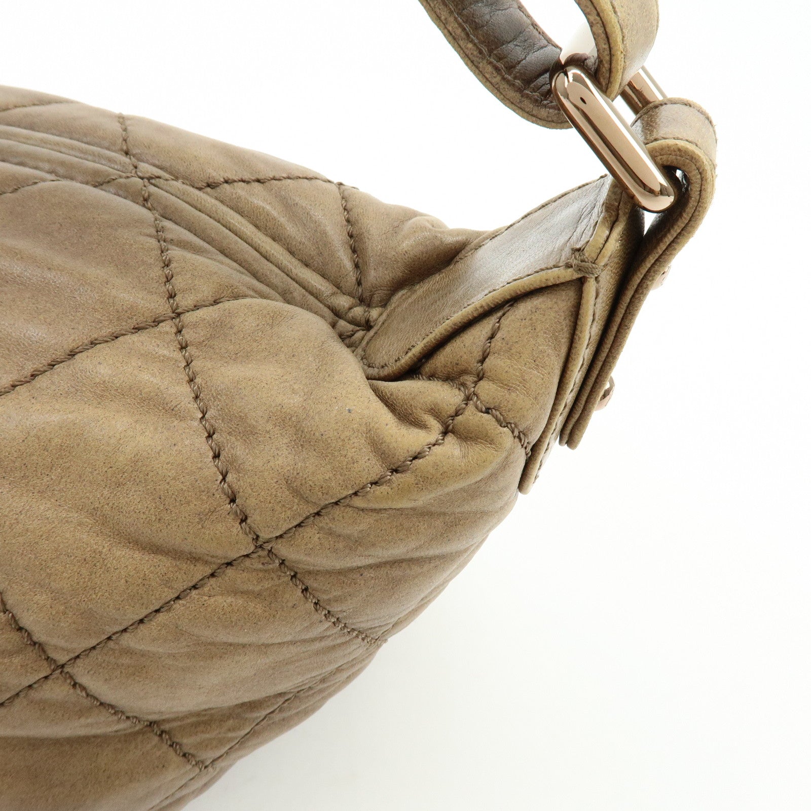 CHANEL Wild Stitch Lamb Skin Shoulder Bag Brown