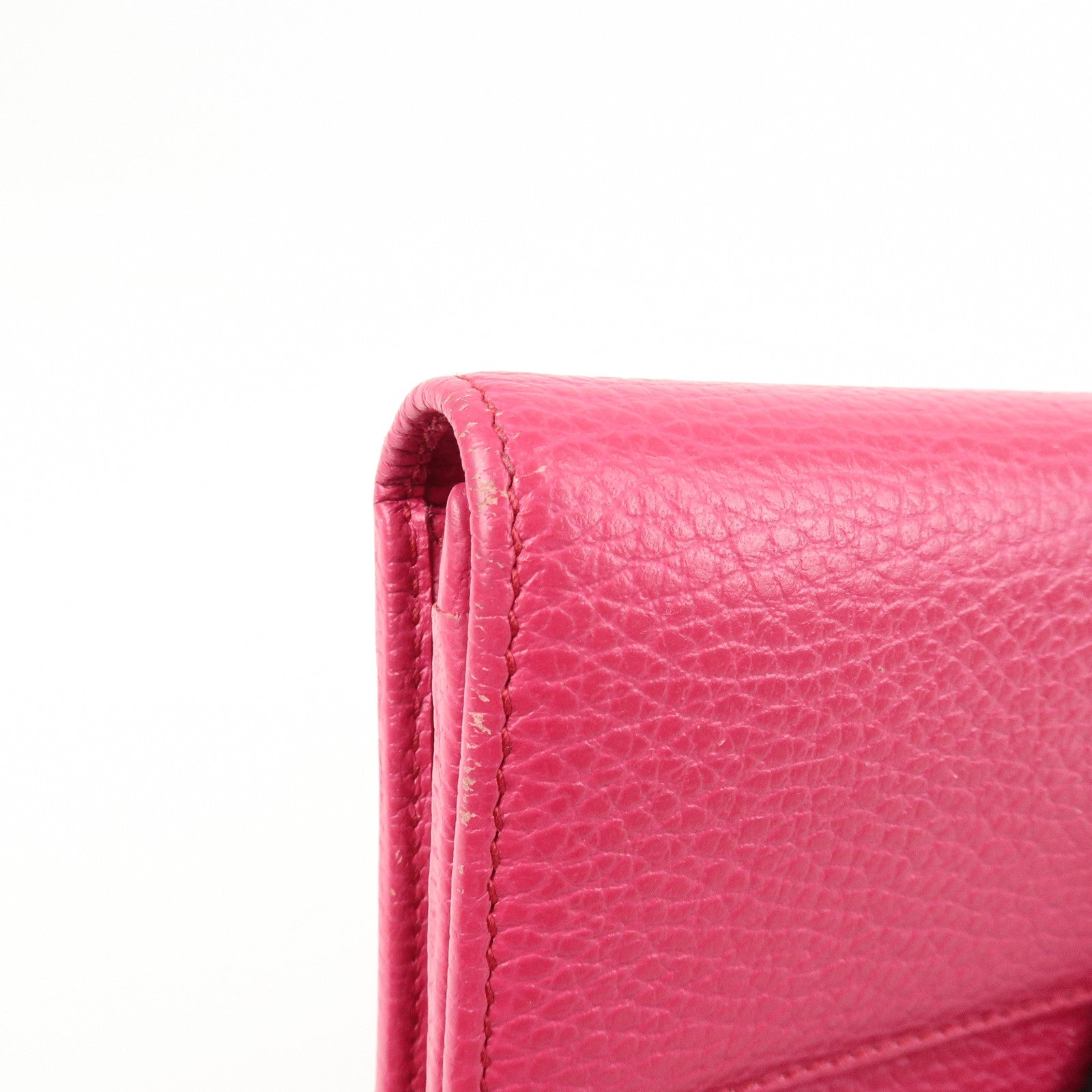 GUCCI Swing Logo Leather Flap Long Wallet Pink 354496
