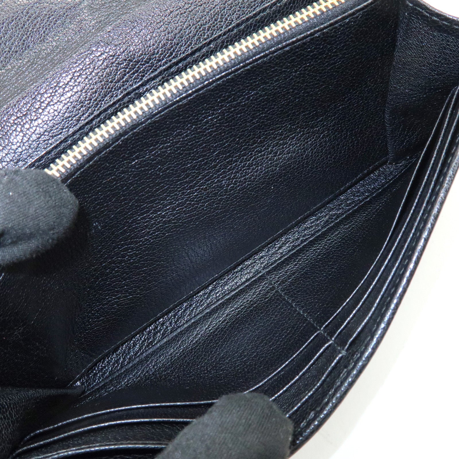 MIU MIU Logo Leather Studs Flap Long Wallet Black 5M1109