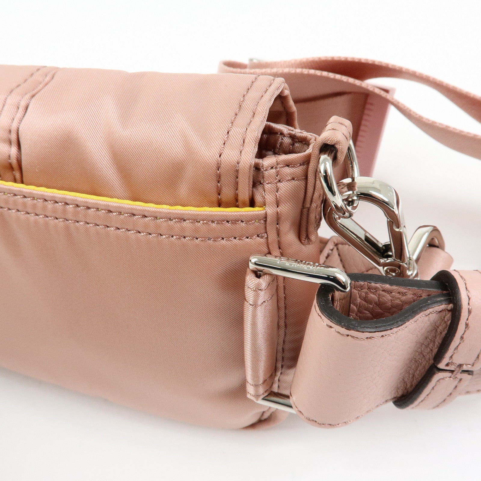 FENDI Baguette Mini Nylon Leather 2WAY Bag ×PORTER Pink 7AS138