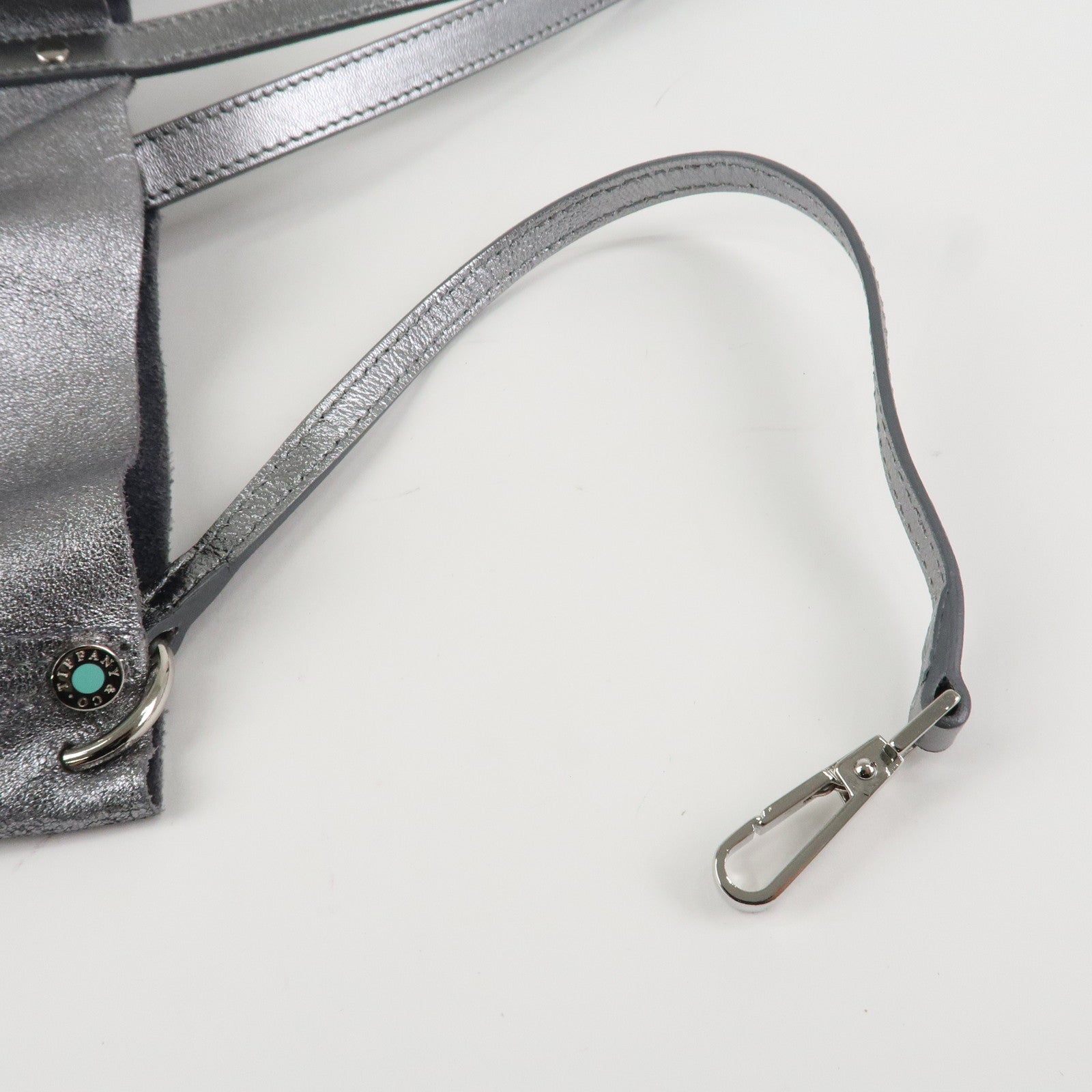 Tiffany&Co. Leather Reversible Tote Bag Sliver Used
