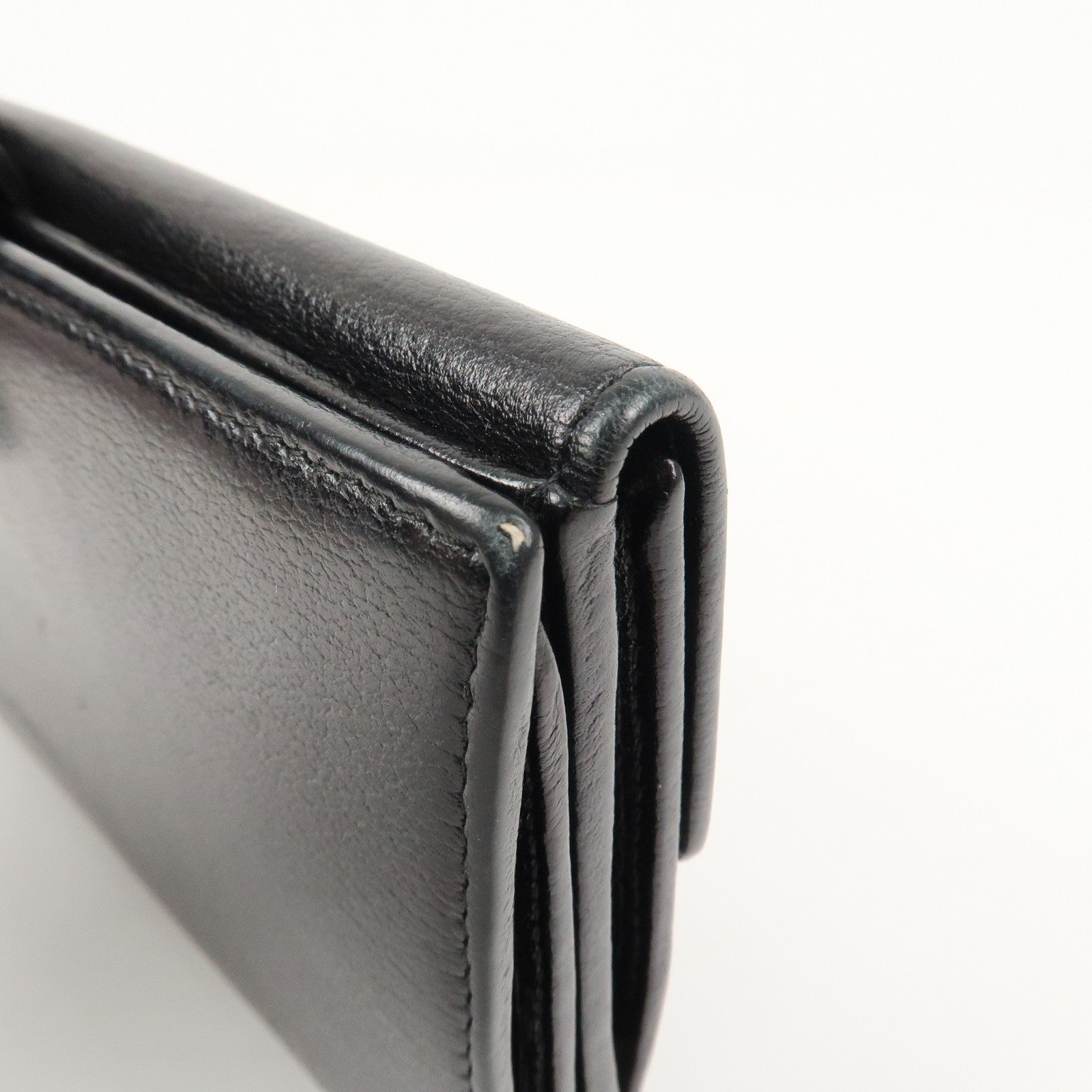 CHANEL Camellia COCO Mark Leather Bi-fold Long Wallet Black