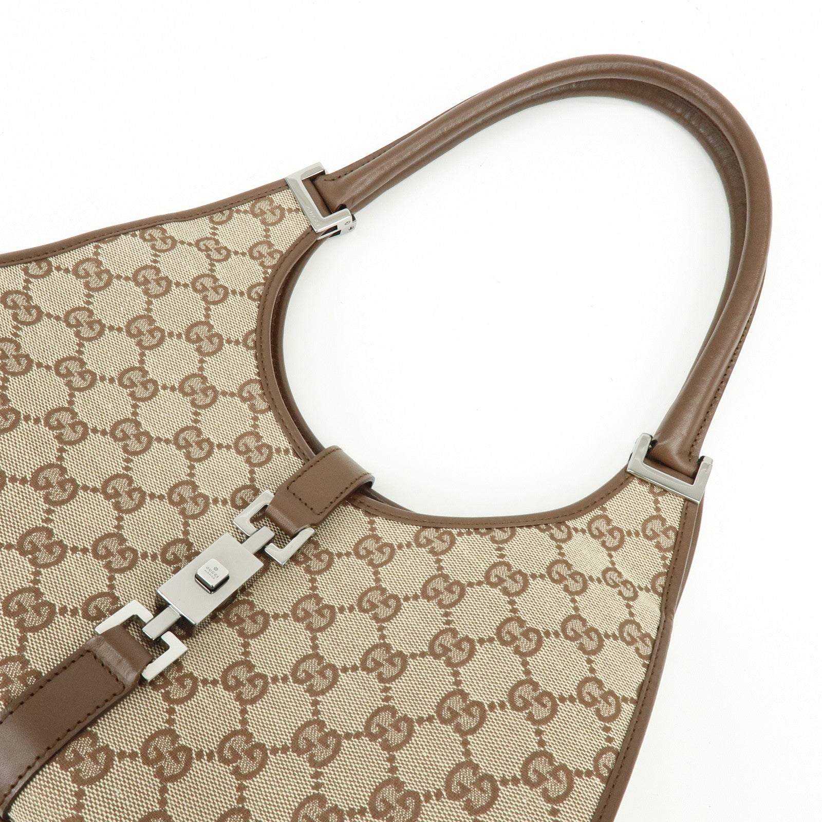 GUCCI Jackie GG Canvas Leather Shoulder Bag Hand Bag Brown 002.1067