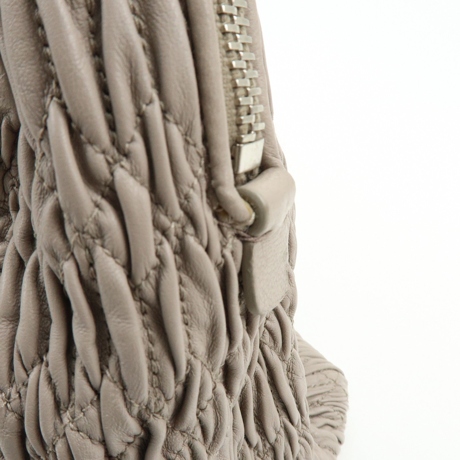 MIU MIU Matelasse Nappa Leather Tote Bag Shoulder Bag Gray