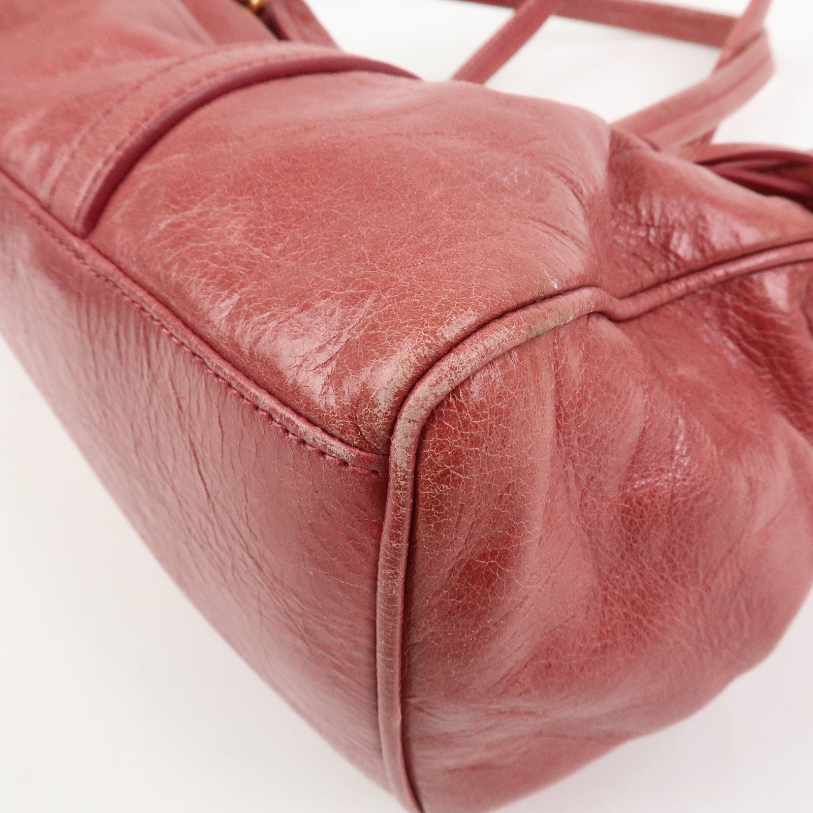 MIU MIU Logo Leather Shoulder Bag Boston Bag Pink RR1941