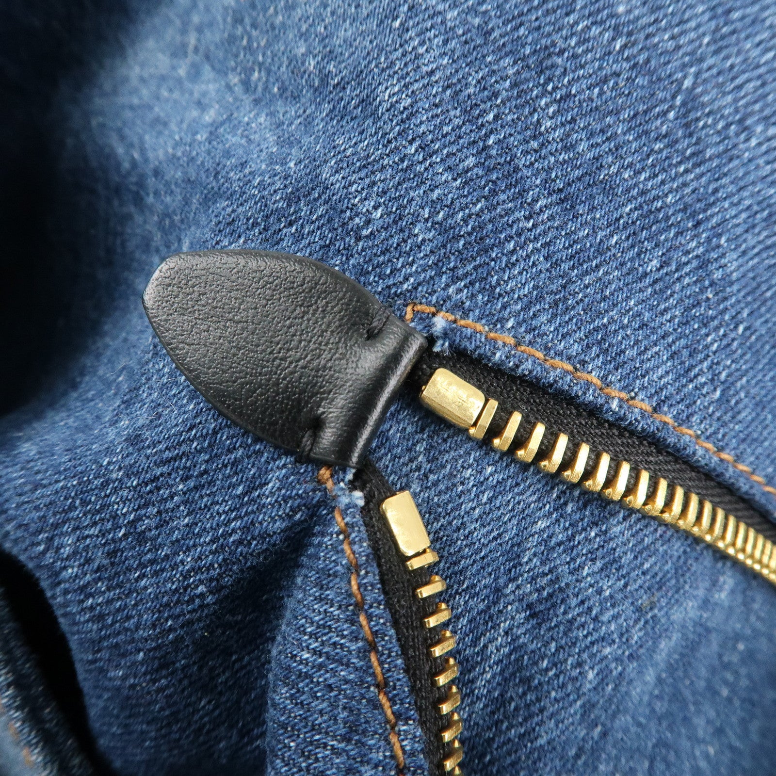 MIU MIU Leather Denim Tote Bag Shoulder Bag Navy 5BG024 Used