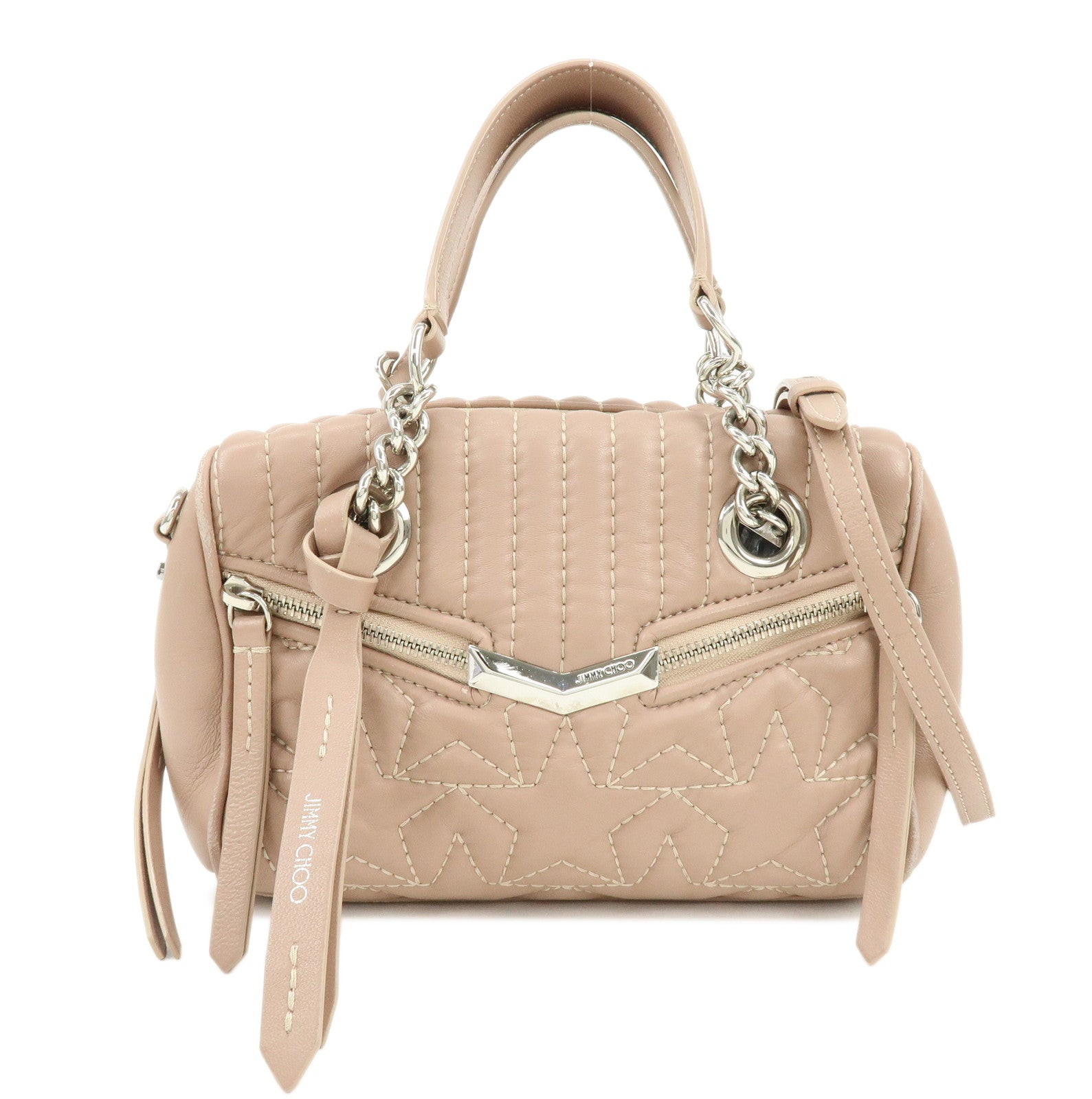 JIMMY CHOO Helia Quilting Leather Chain 2Way Bag Hand Bag Pink