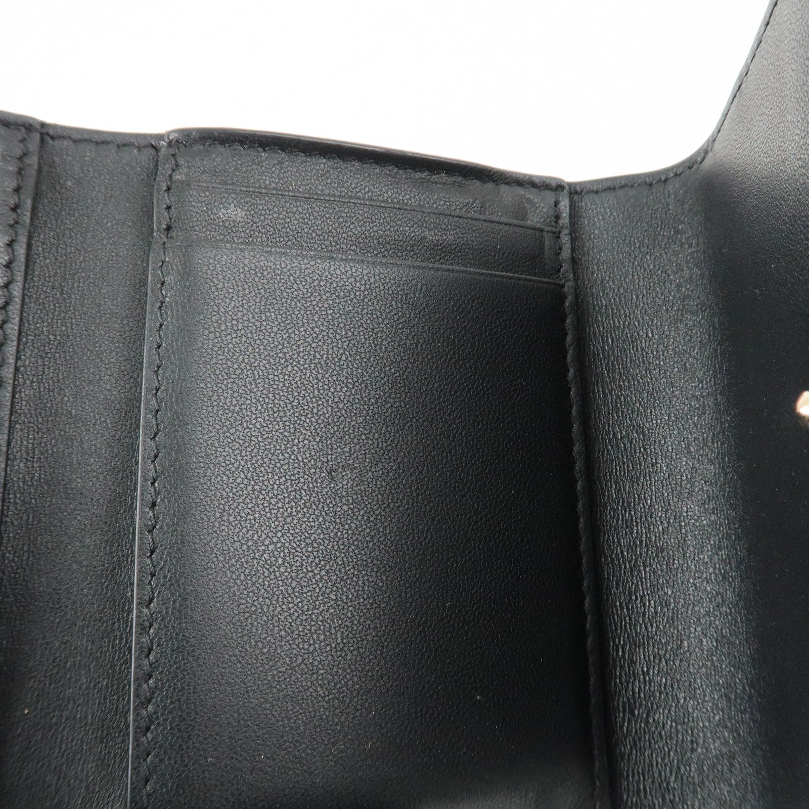 Christian Dior Cannage Leather Tri-fold Wallet Black Used