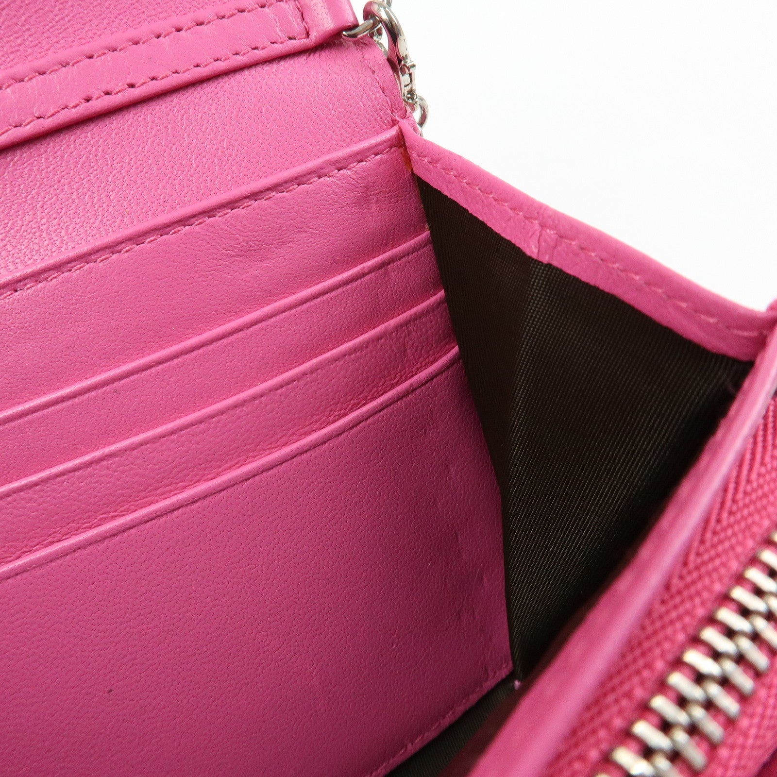 Christian Dior Trotter Patent Leather Chain Wallet WOC Pink