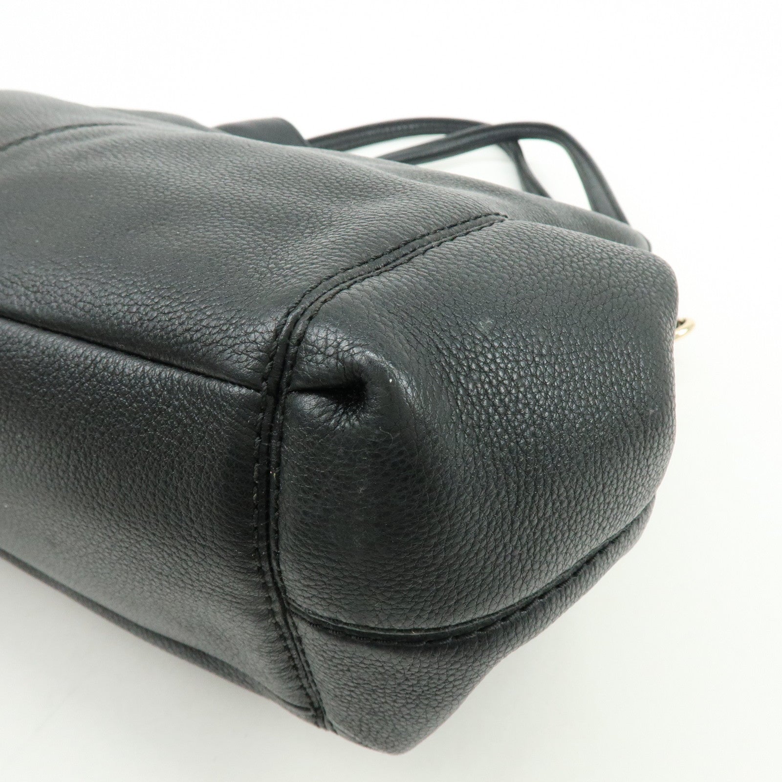 COACH Logo Leather Shoulder Bag Hand Bag Black