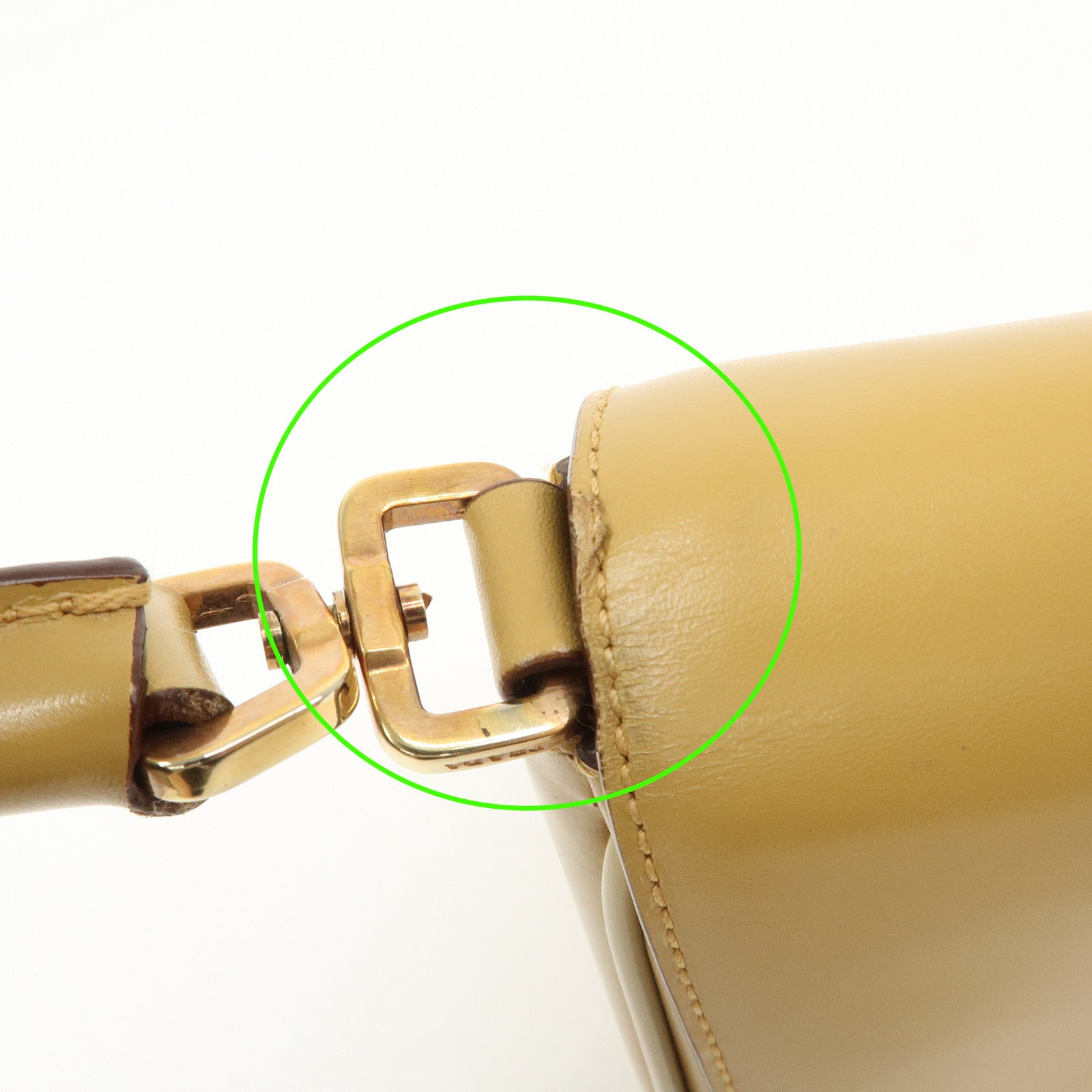 PRADA Logo Leather Shoulder Bag Hand Bag Beige