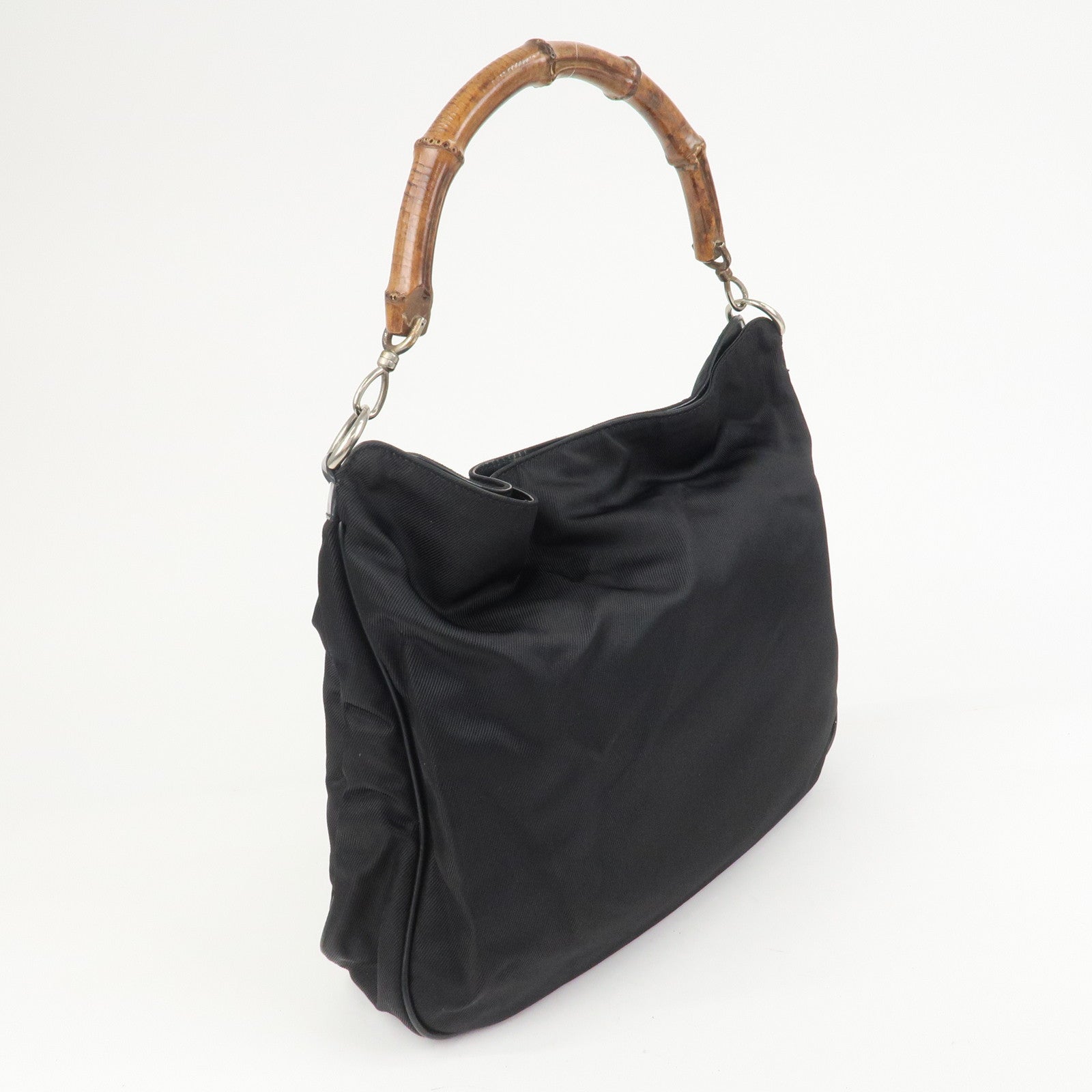 GUCCI Bamboo Nylon 2Way Bag Hand Bag Shoulder Bag 001.2404