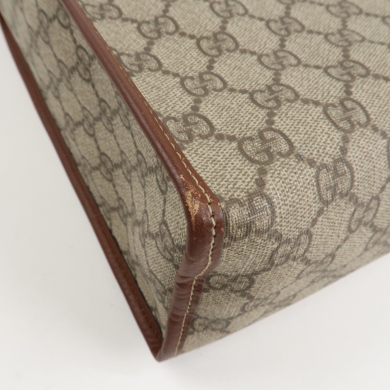 GUCCI Sherry GG Supreme Leather Tote Bag Beige Brown 211135 Used