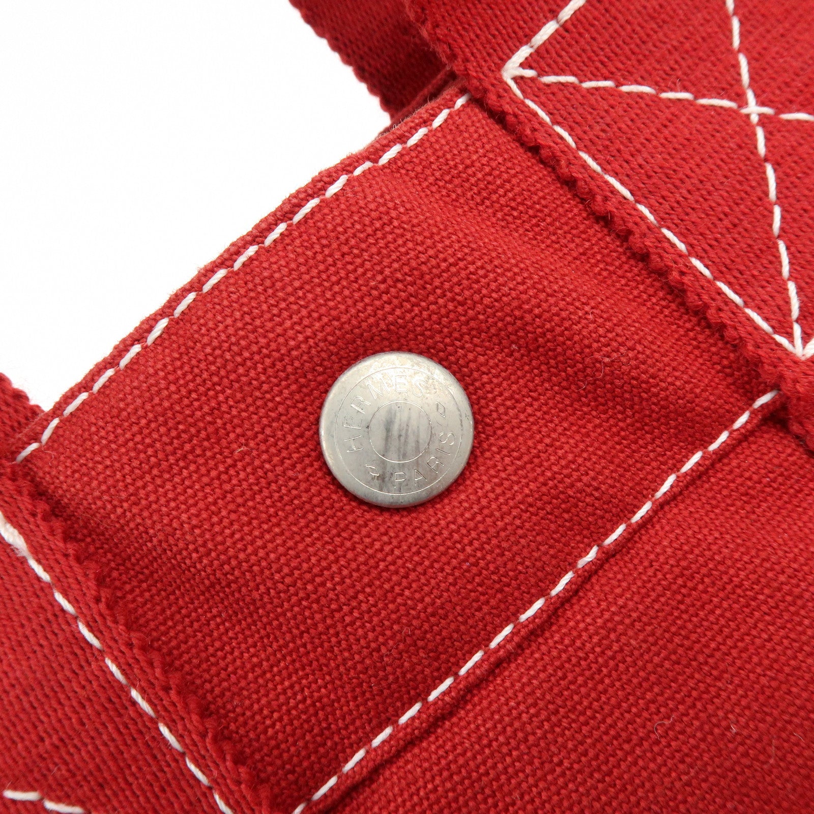 HERMES Deauville PM Canvas Hand Bag Tote Bag Red