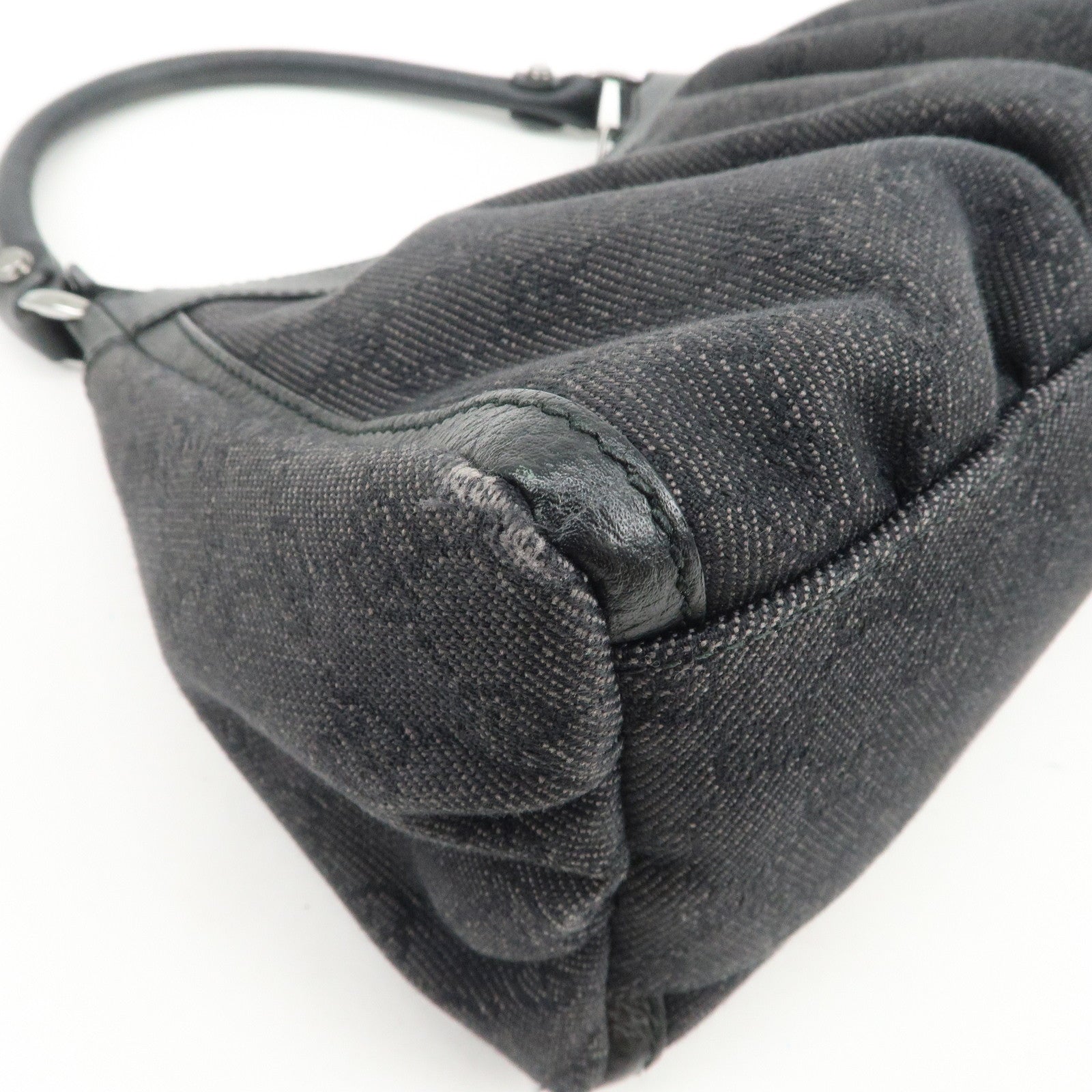 GUCCI Abbey GG Canvas Leather Shoulder Bag Hand Bag Black 265692