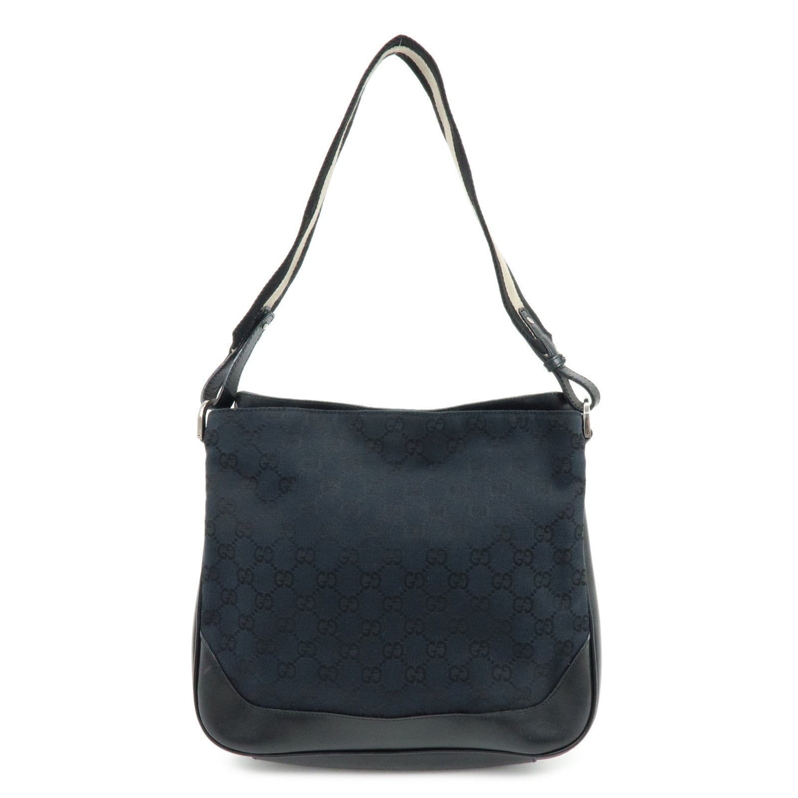 GUCCI GG Canvas Leather Shoulder Bag Black 001・4095・001553