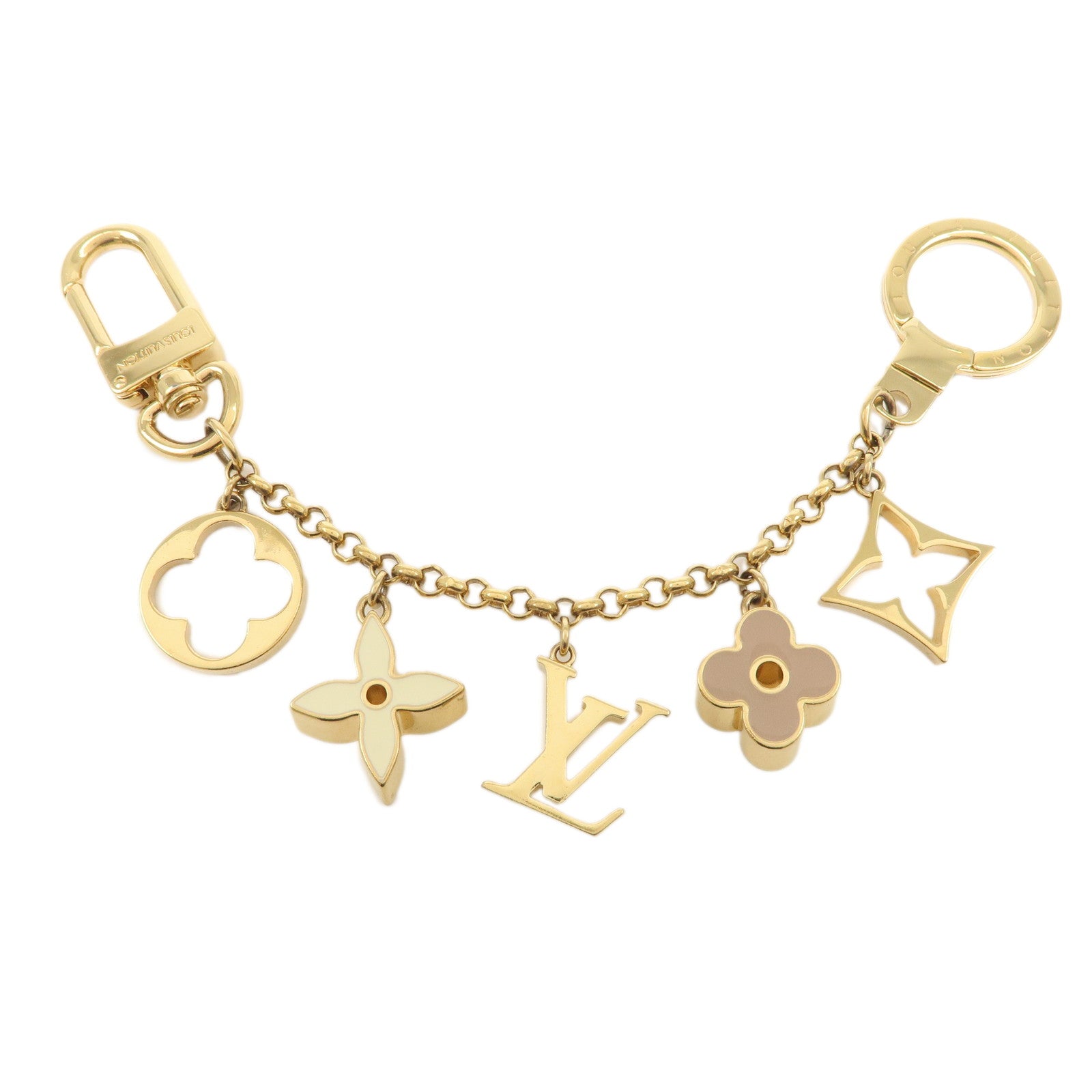 Louis Vuitton Fleur de Monogram Bag Charm Key Chain Gold M65111