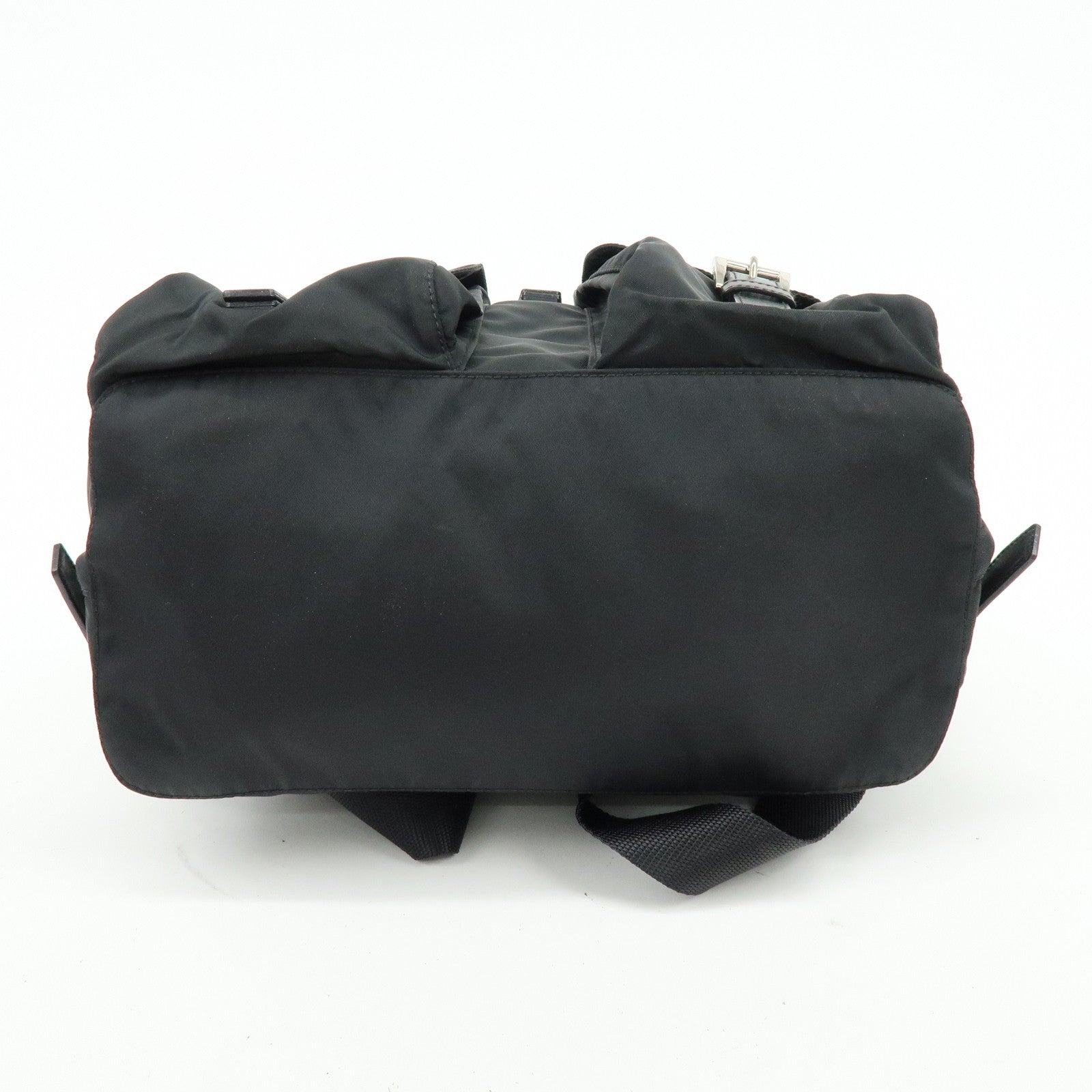 PRADA Triangle Logo Nylon Leather Backpack Rucksuck Black