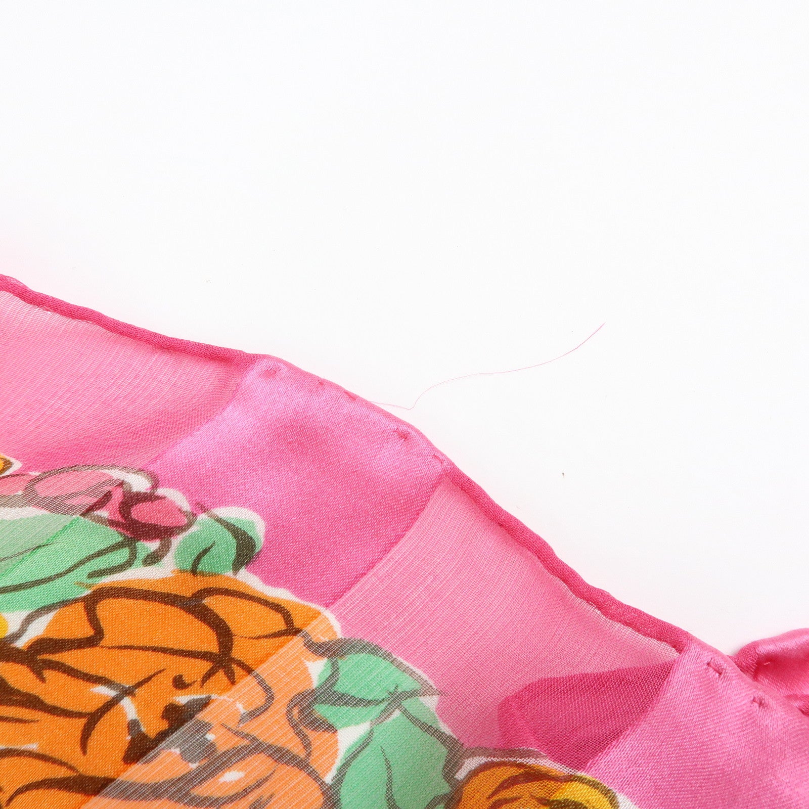 SAINT LAURENT PARIS YSL YVES Silk 100% Scarf Floral Motif Pink