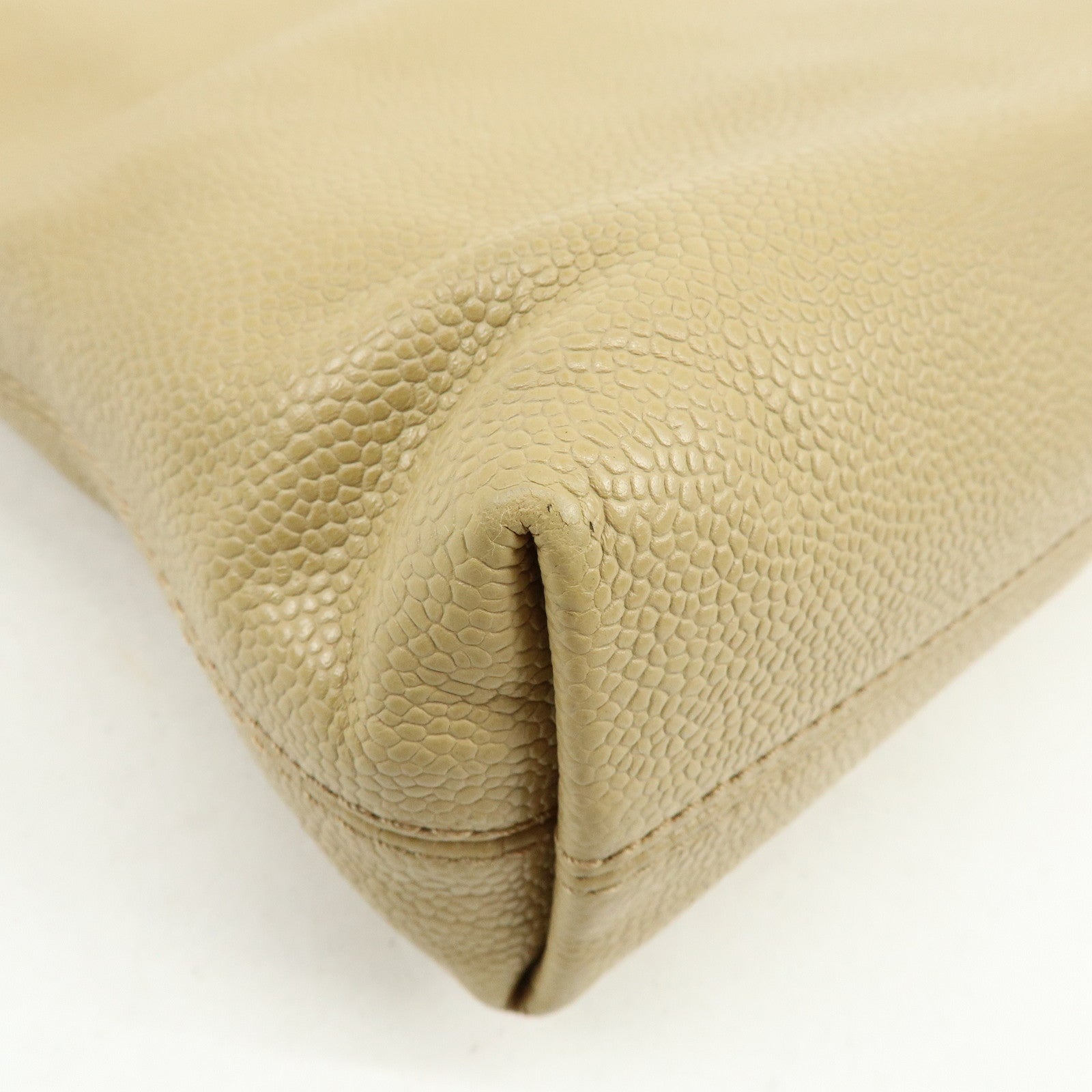 CHANEL Caviarskin Tote Bag Shoulder Bag Beige