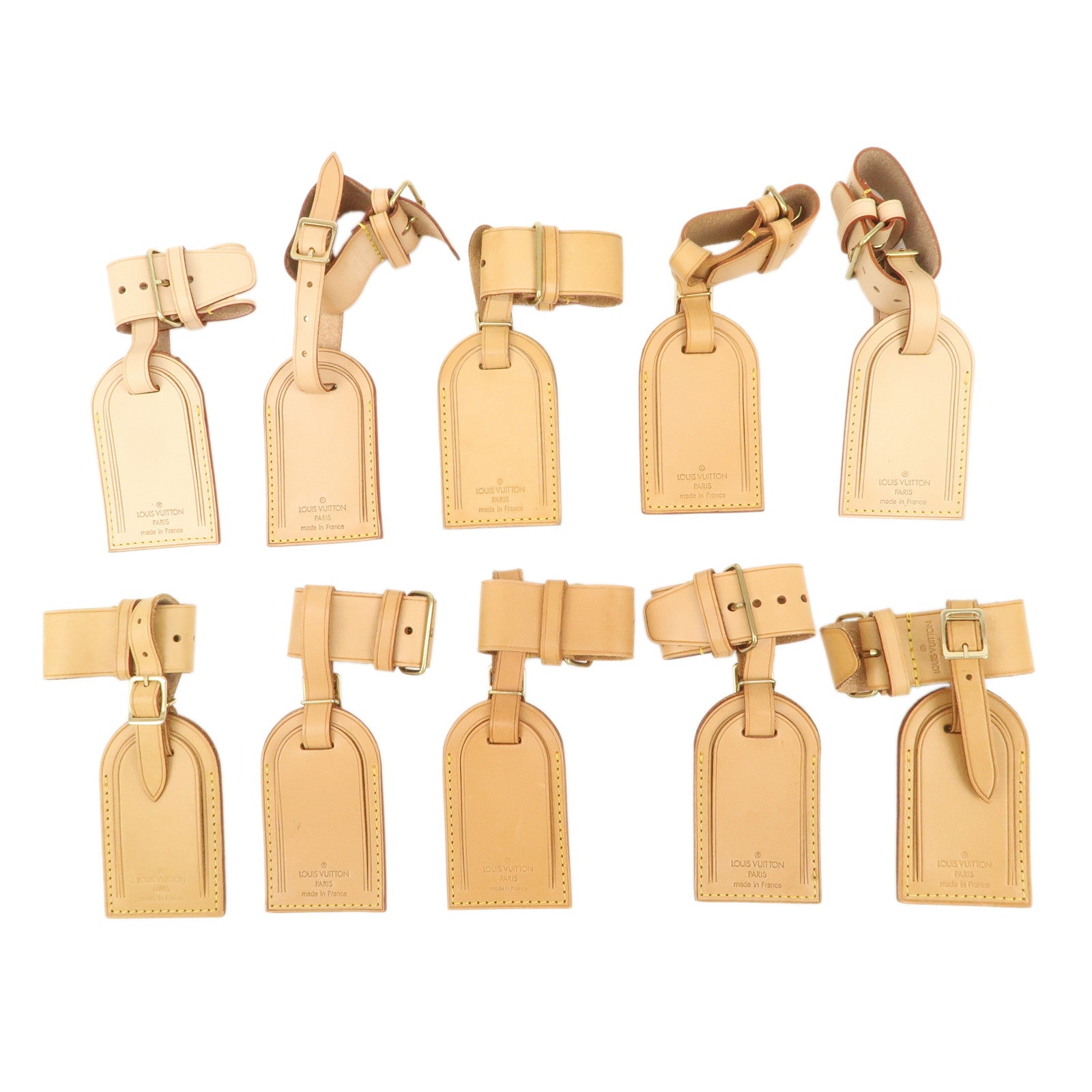 Louis Vuitton Set of 10 Leather Name Tag & Poignet Natural Used