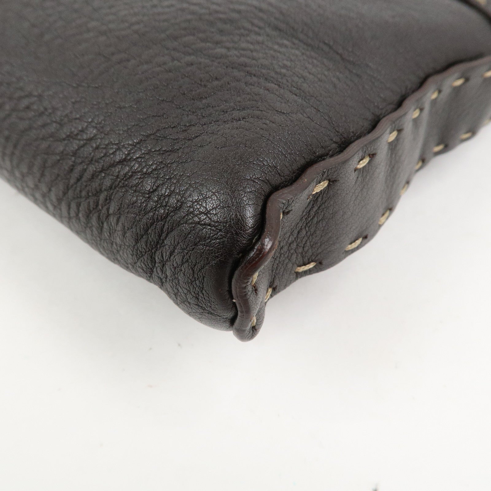 FENDI Selleria Leather Shoulder Bag Crossbody Bag Brown 8BT092