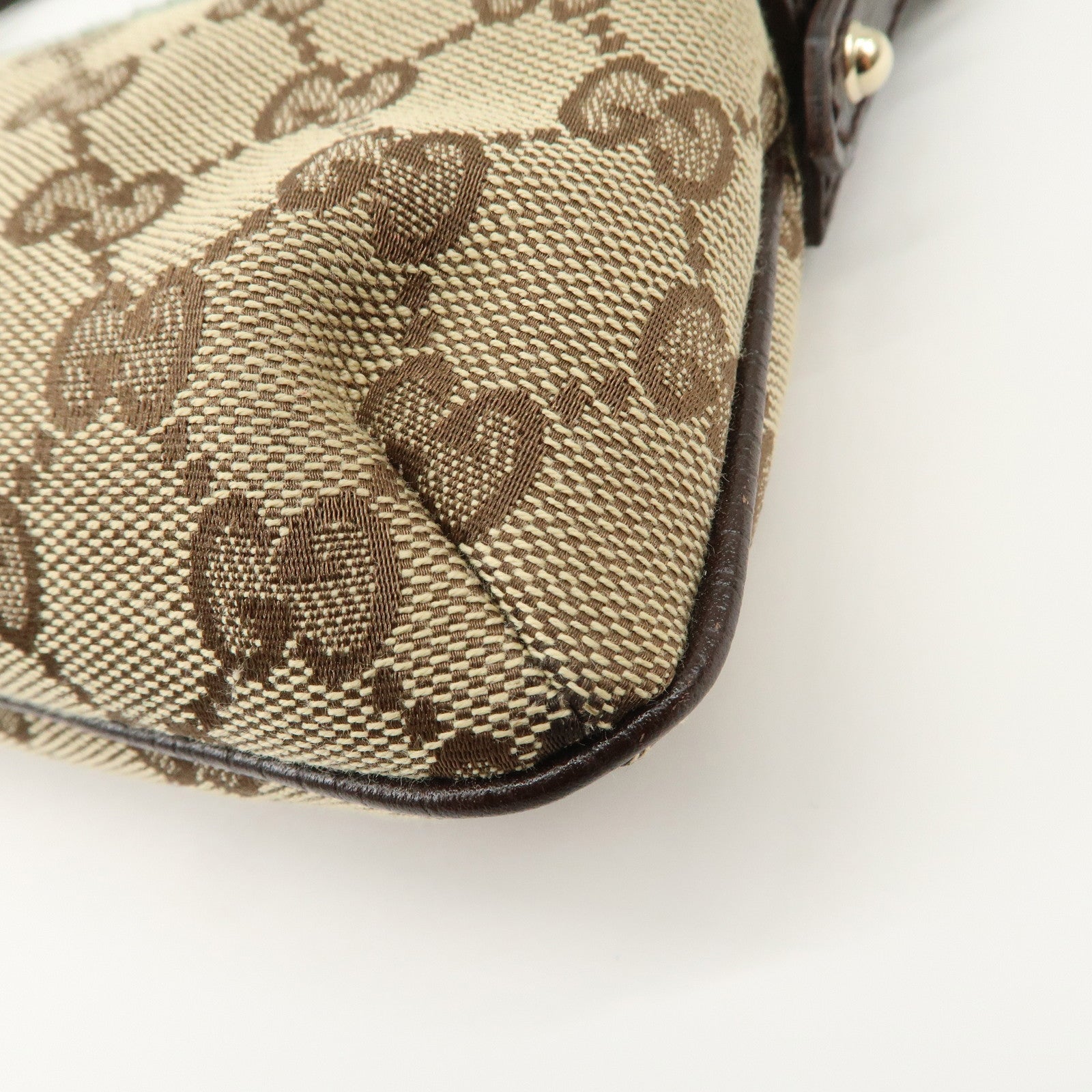 GUCCI Sherry GG Canvas Leather Hand Bag Pouch Boots Bag Charm 145970 Used