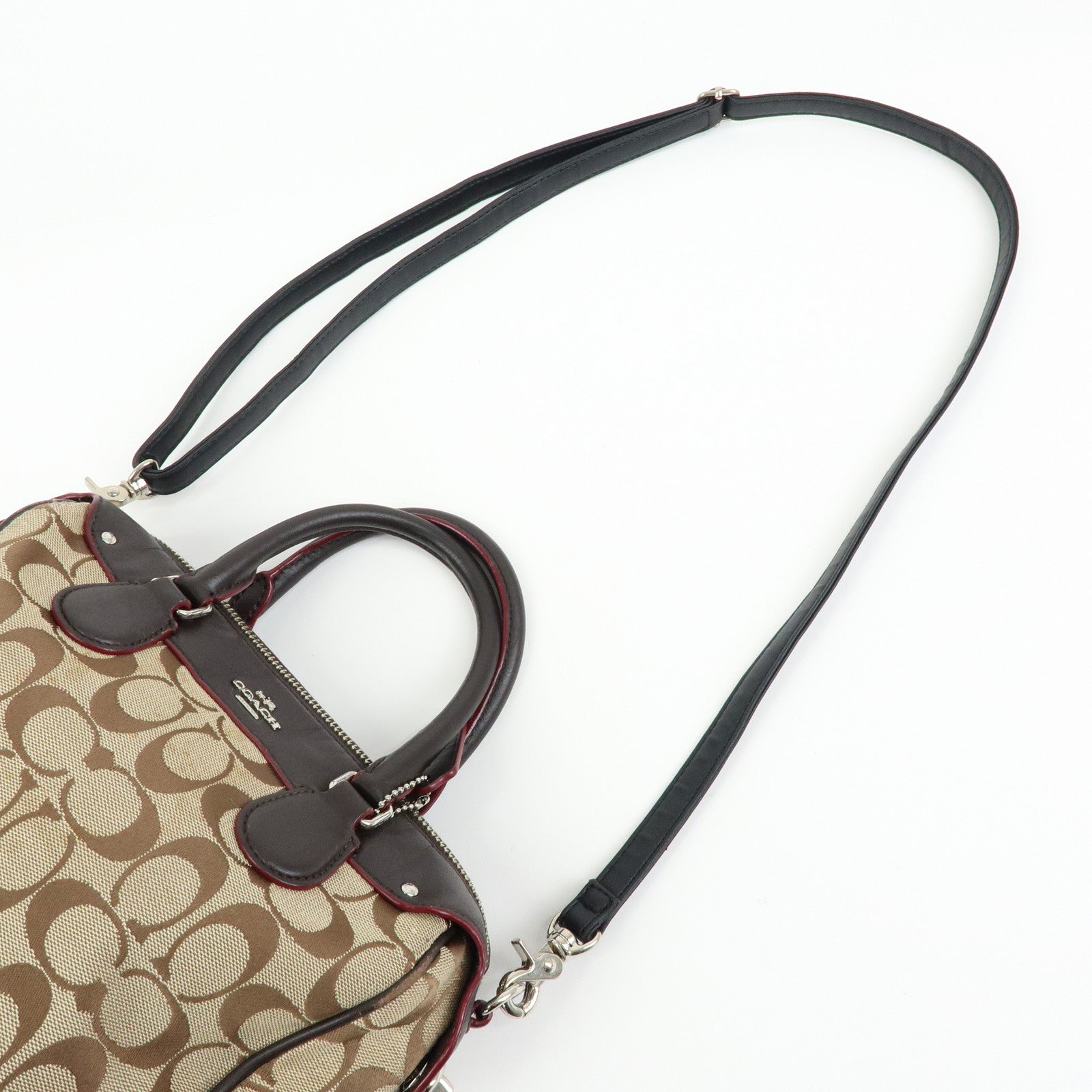 COACH Set of 3 Canvas Leather 2Way Shoulder Bag Pouch Brown Black