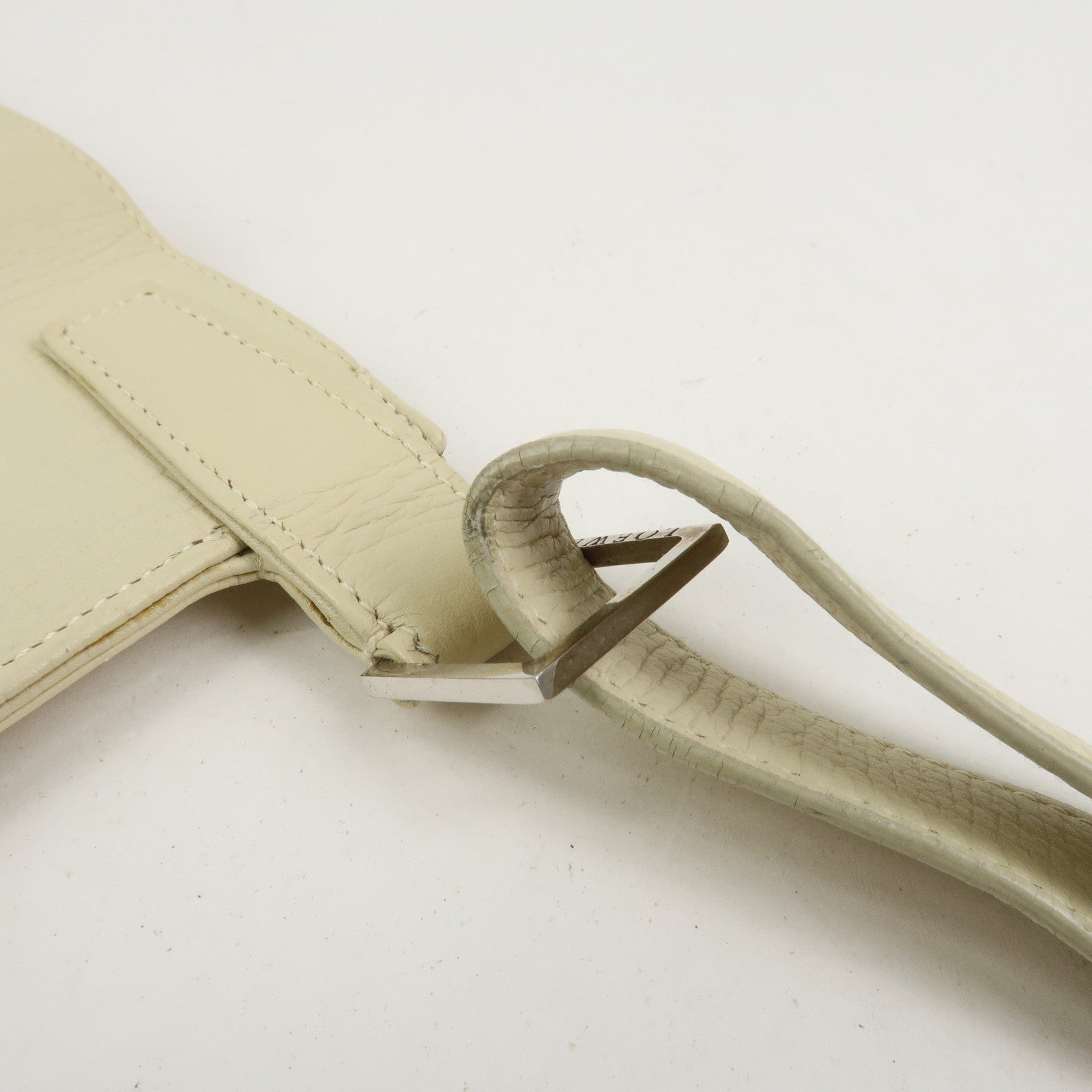 LOEWE Logo Leather Shoulder Bag Crossbody Bag Ivory